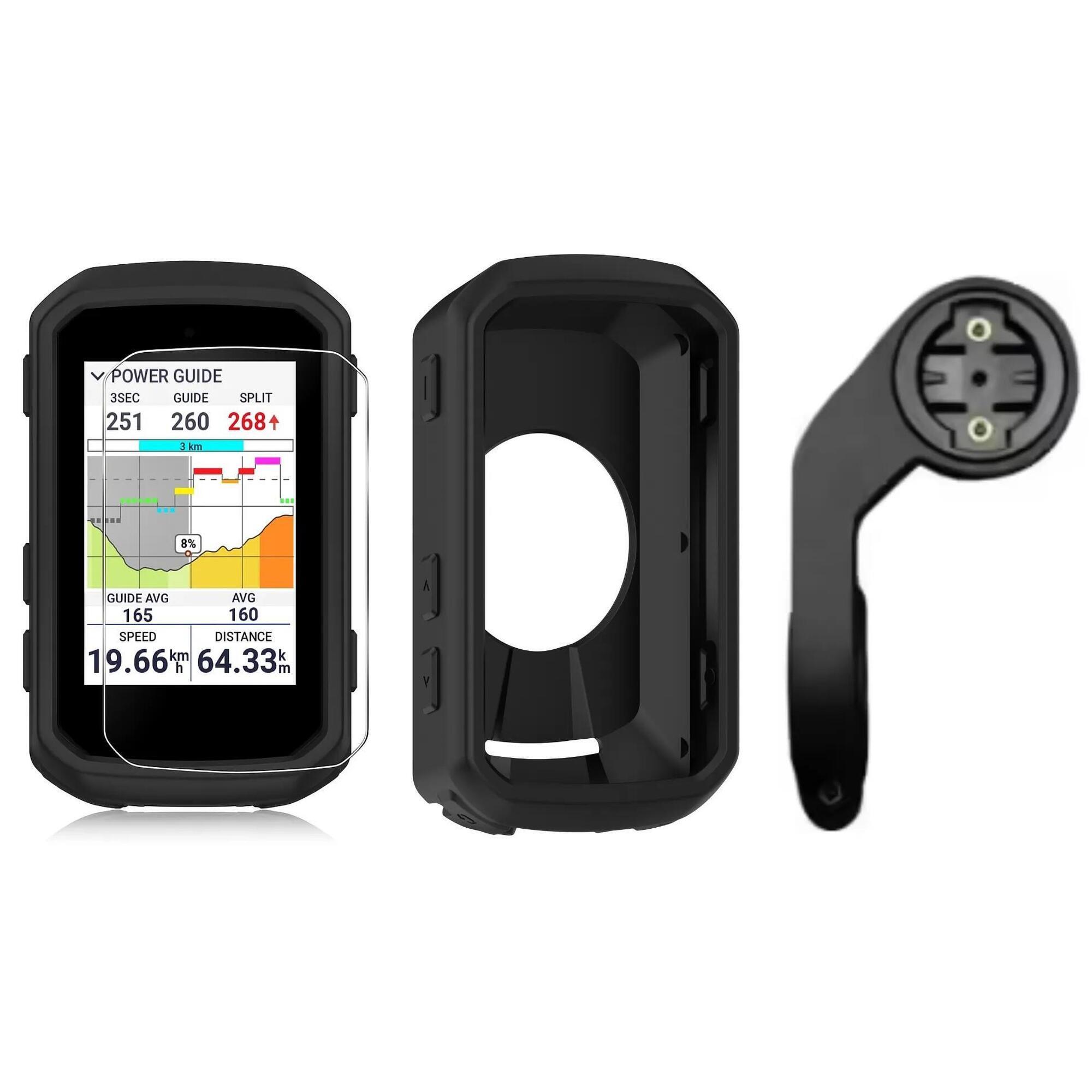 Zestaw 3w1 – etui silikonowe + szkło hartowane + uchwyt – Garmin Edge 850 / 550