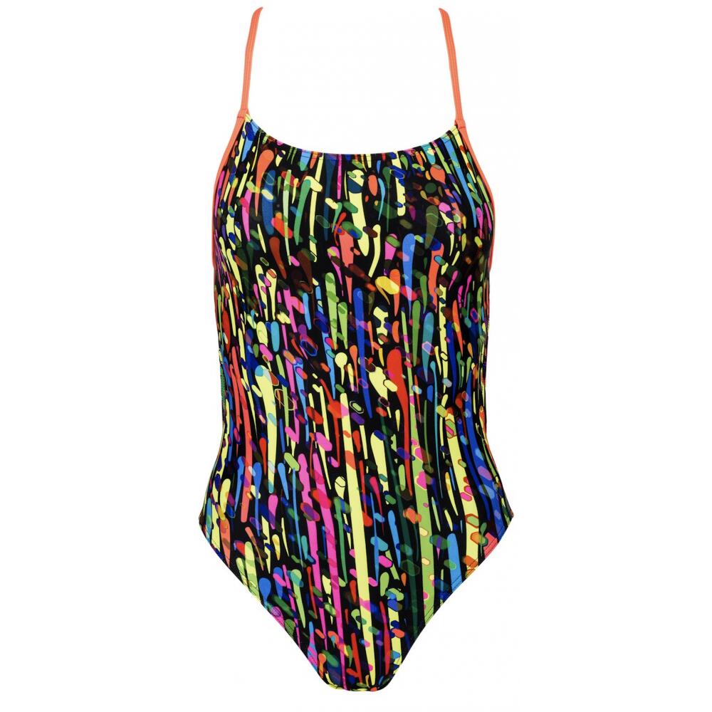 Strój jednoczęściowy kąpielowy damski na basen Aqua-Sport Single Cross Krople