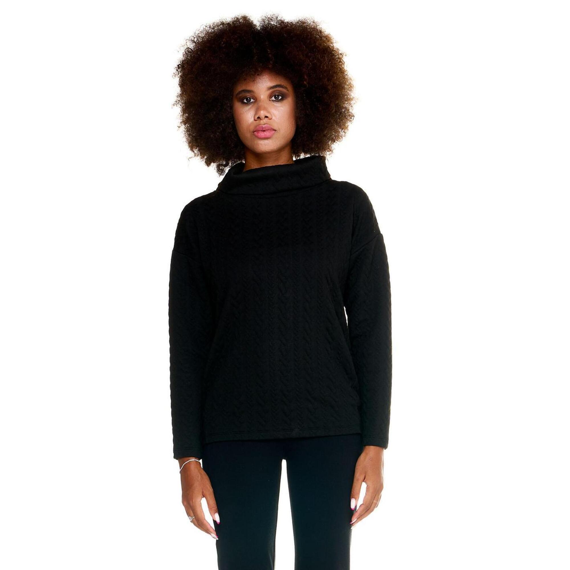 Szary damski sweter Leone z warkoczami