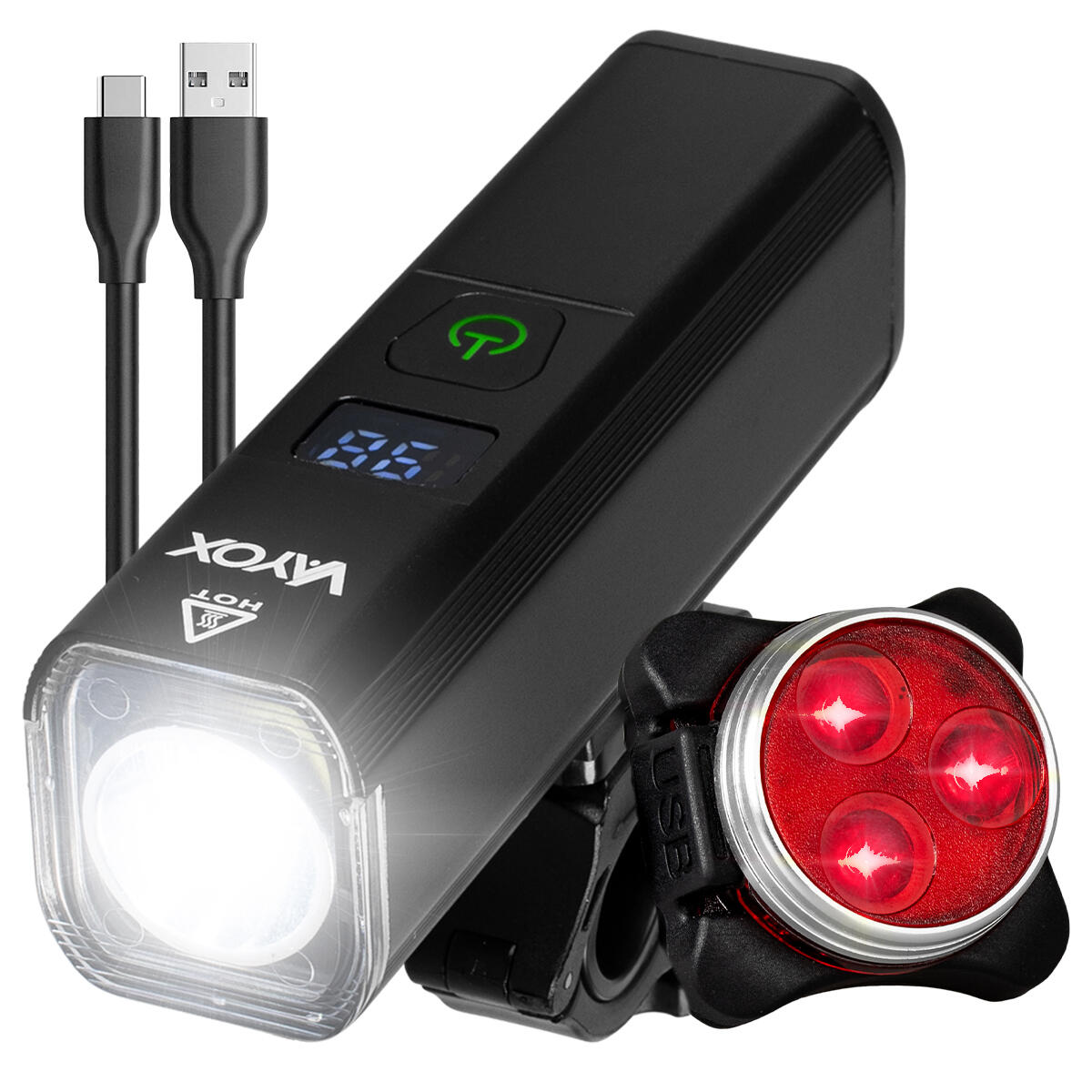 Zestaw lampek rowerowych VAYOX VA0071 + VA0117 przednia i tylna USB