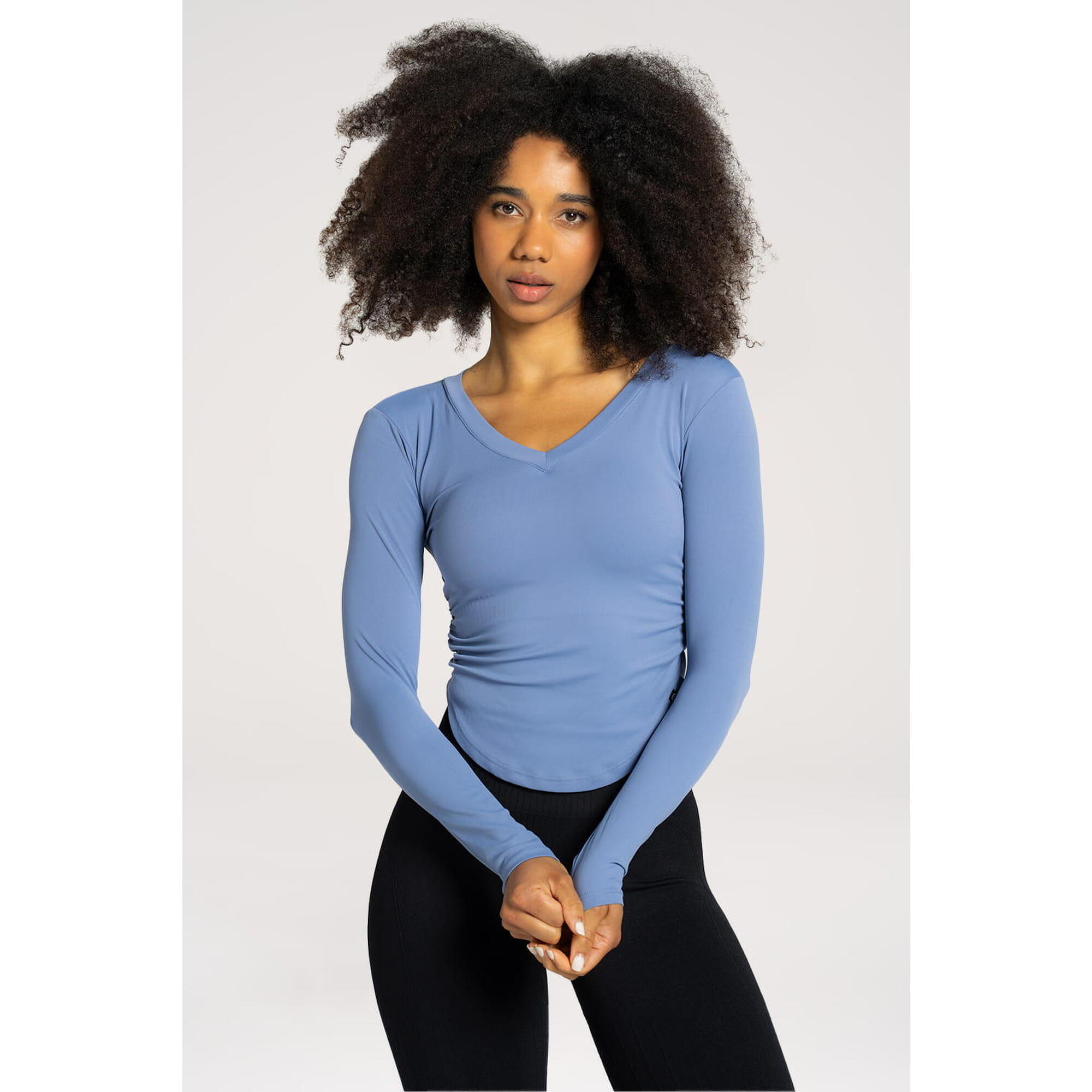 Koszulka fitness damska Gym Glamour wycięta z długimi rękawami