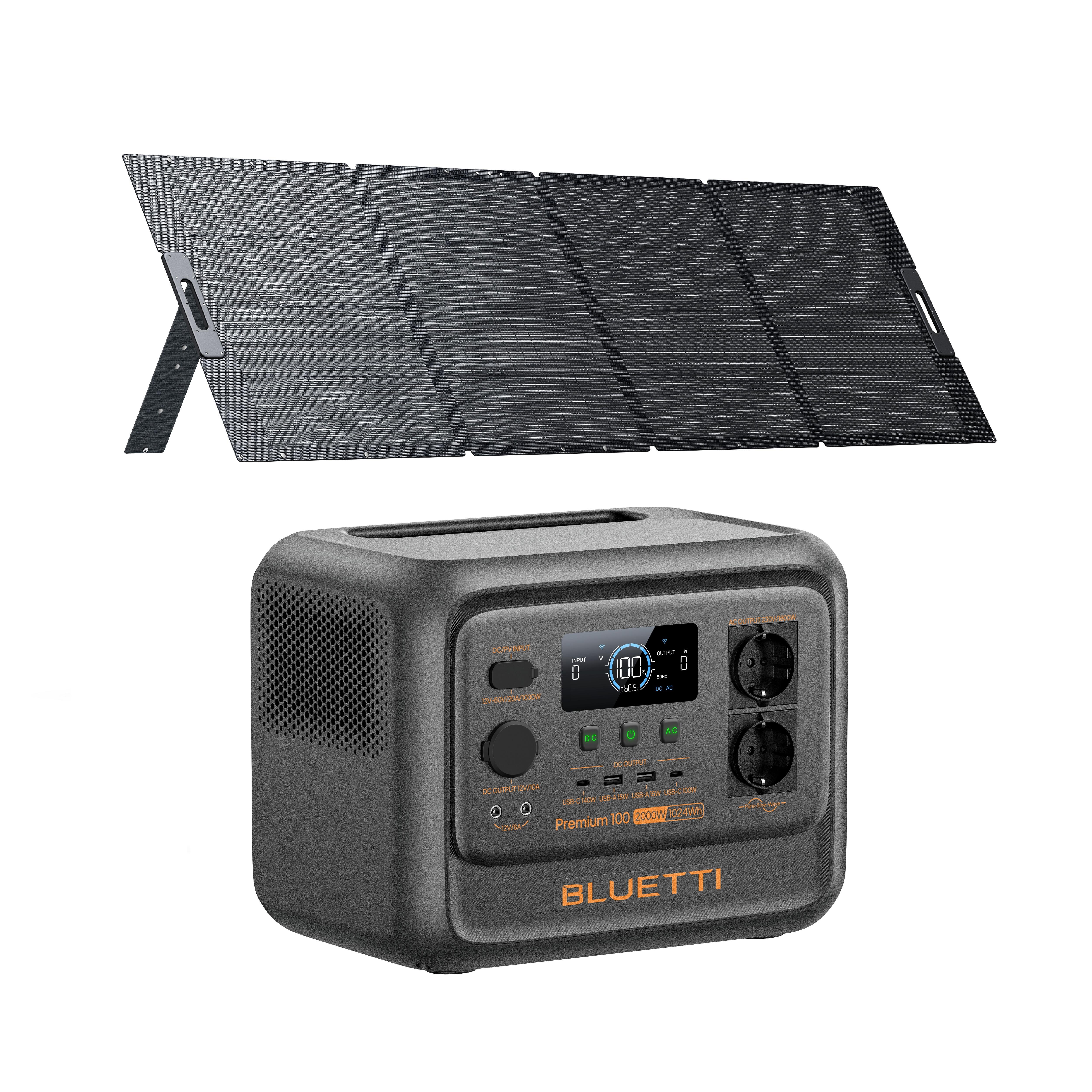 Zestaw stacja zasilania BLUETTI Premium 100 V2 + panel solarny 350 W