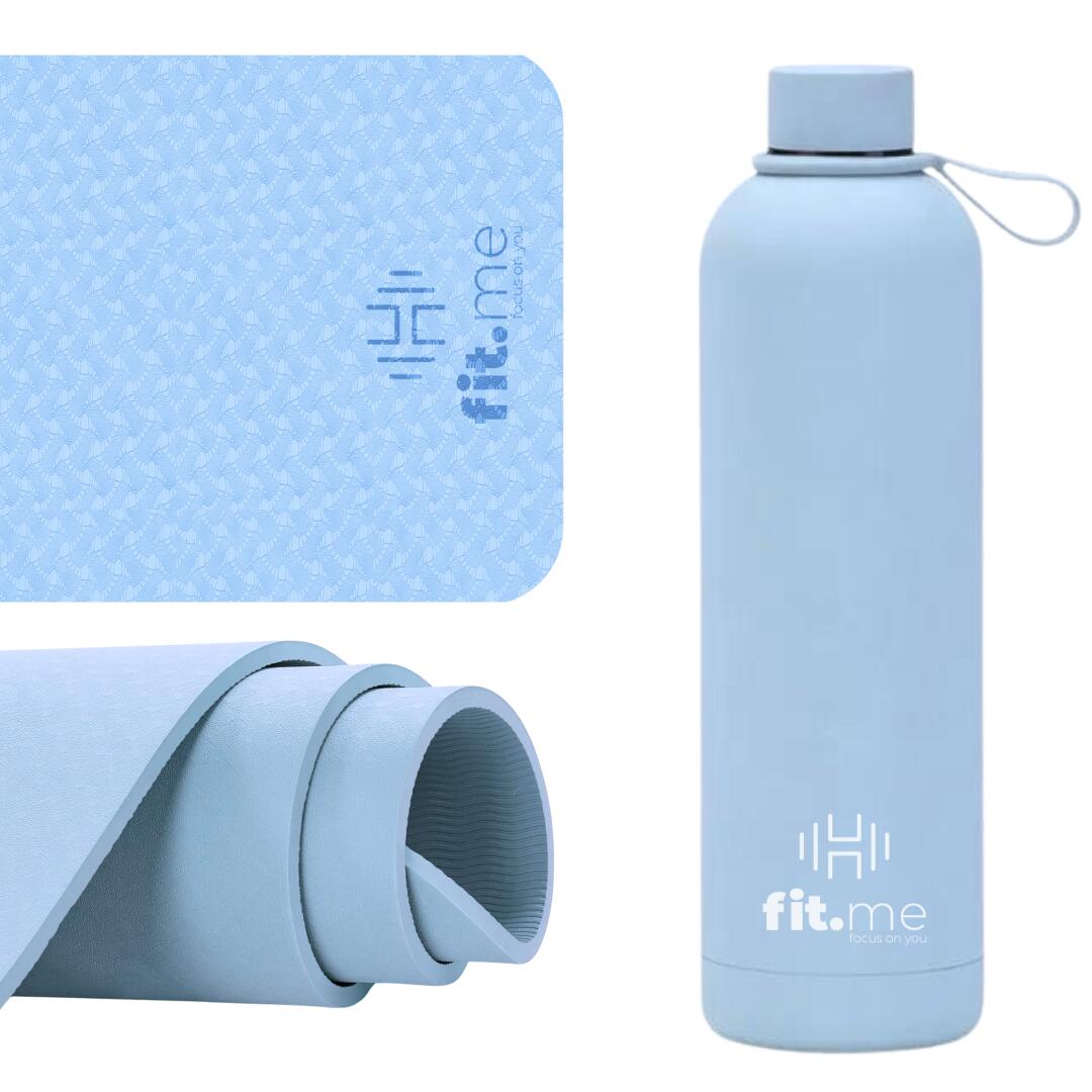 Zestaw Mata Do Jogi Antypoślizgowa Tpe Duża Butelka Termiczna 500 ml