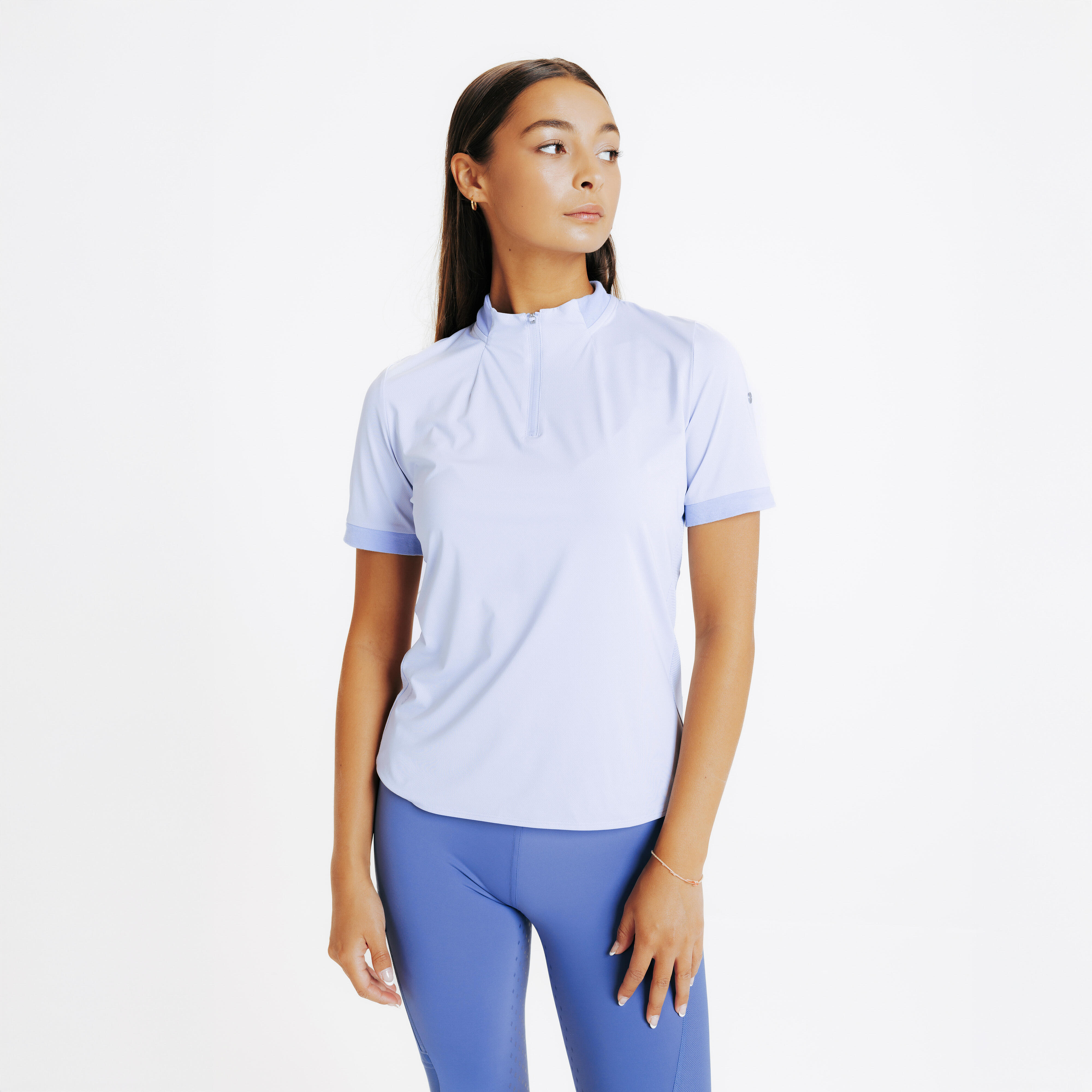 Koszulka jeździecka polo damska z krótkim rękawem Fouganza Heritage