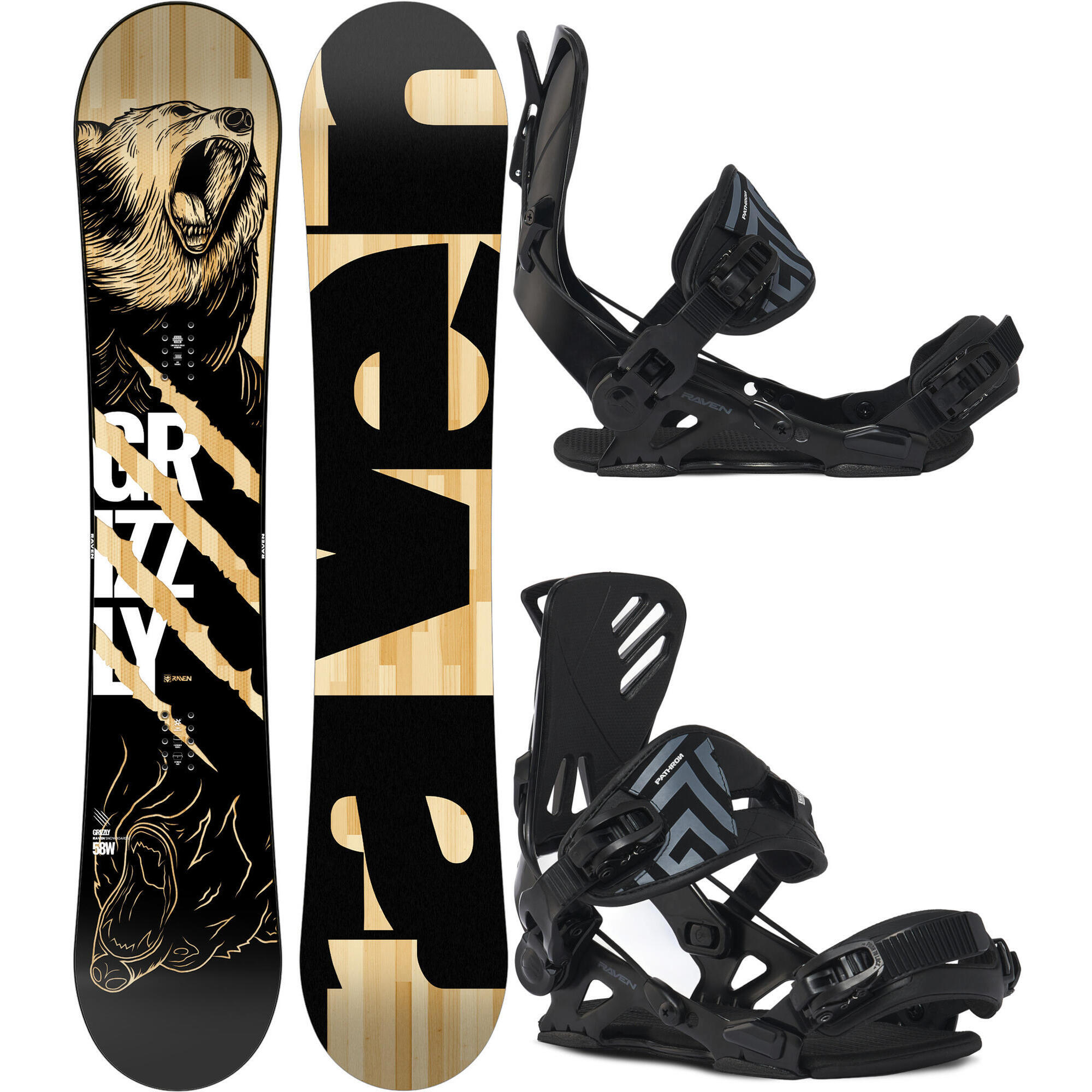 Zestaw Deska snowboardowa Raven Grizzly + wiązania Raven Pro GT ALU