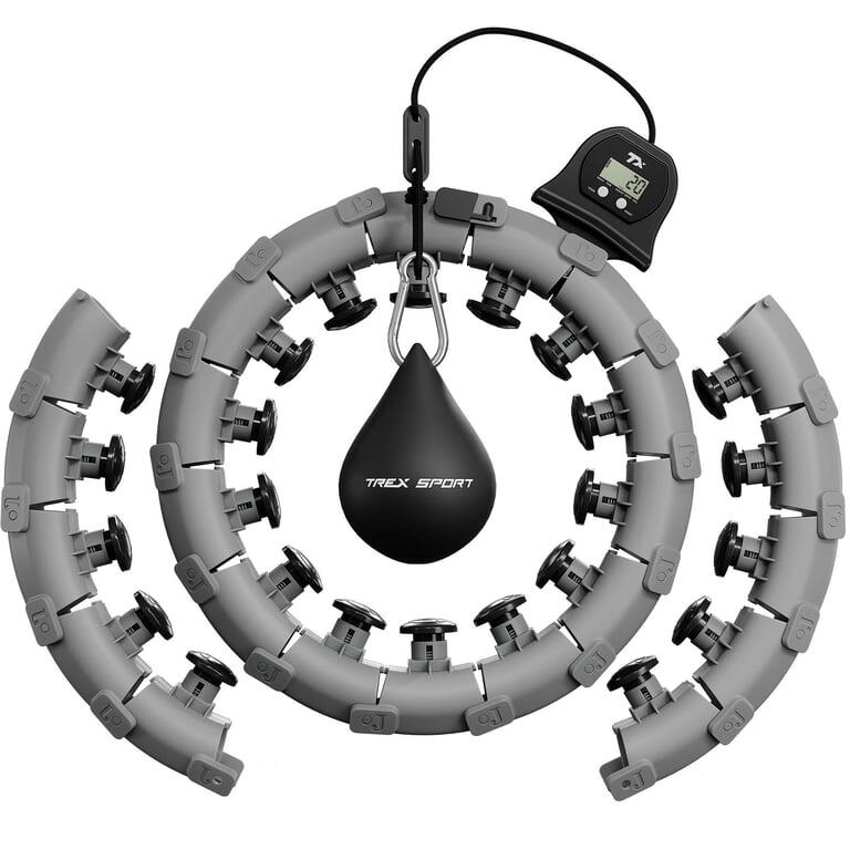 Hula hop z wypustkami Trex Sport obciążenie 400g licznik kalorii szare