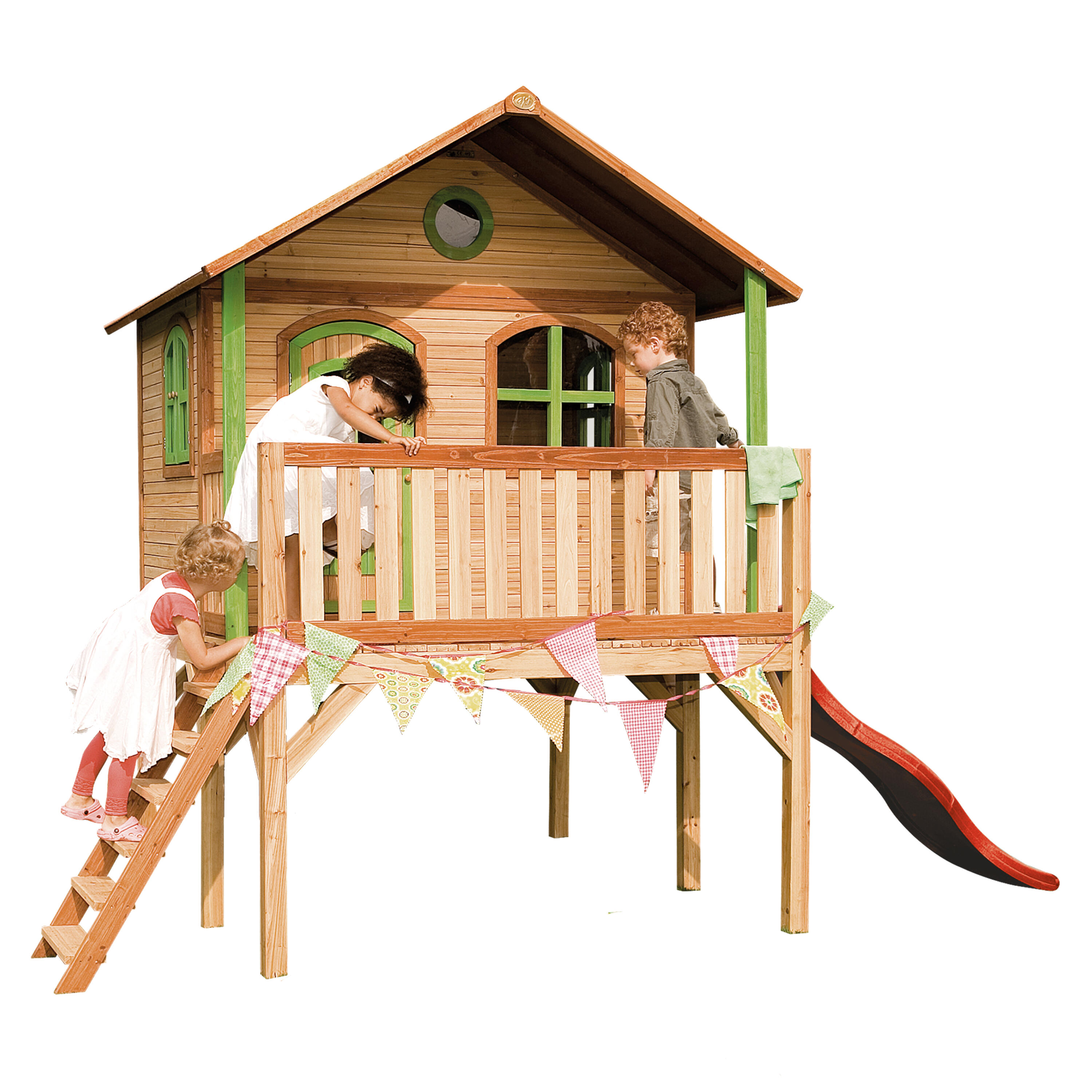 Drewniany domek dla dzieci AXI Sophie ze zjeżdżalnią