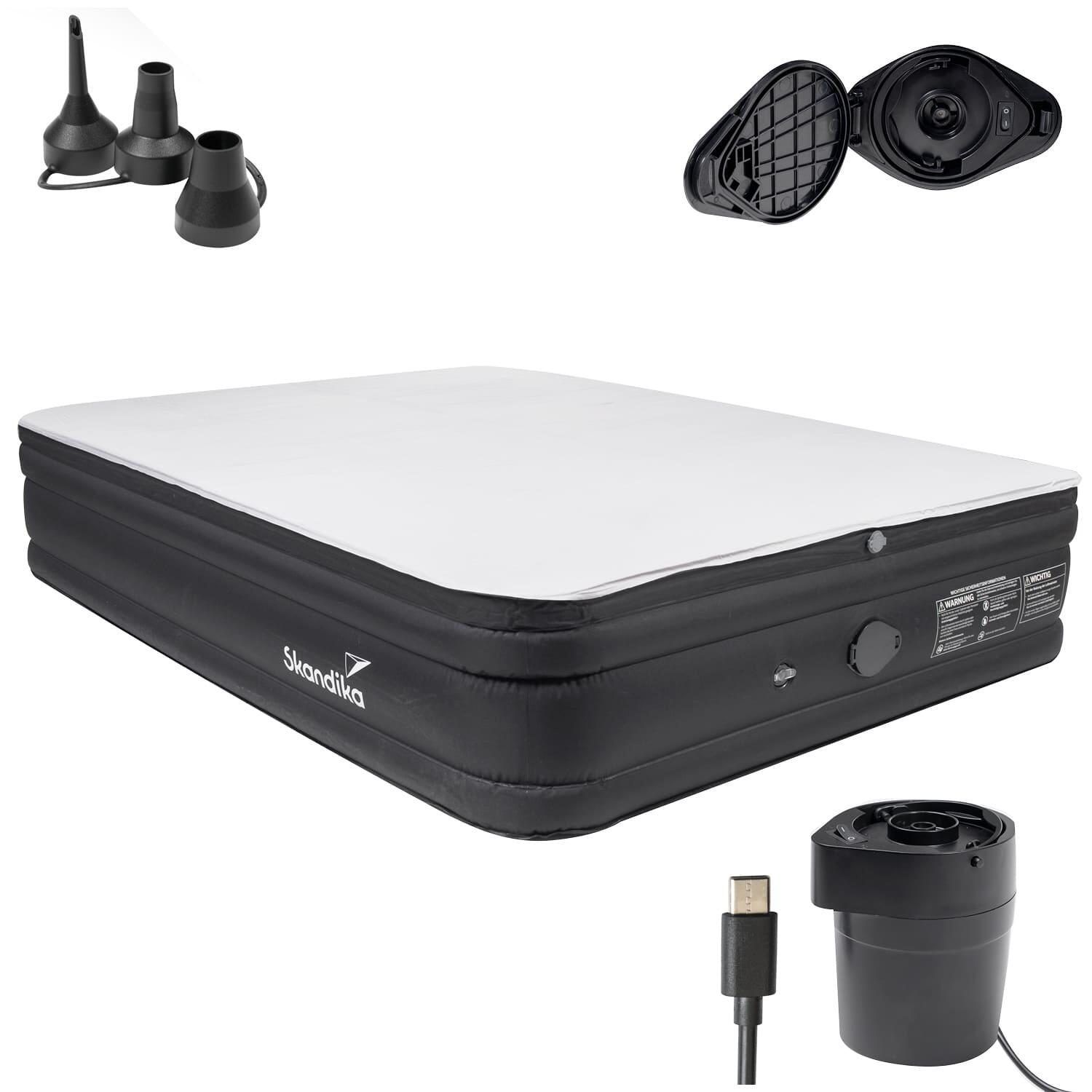 Materac kempingowy dmuchany Sveja Flex Plus z topperem i pompką USB, 2-osobowy