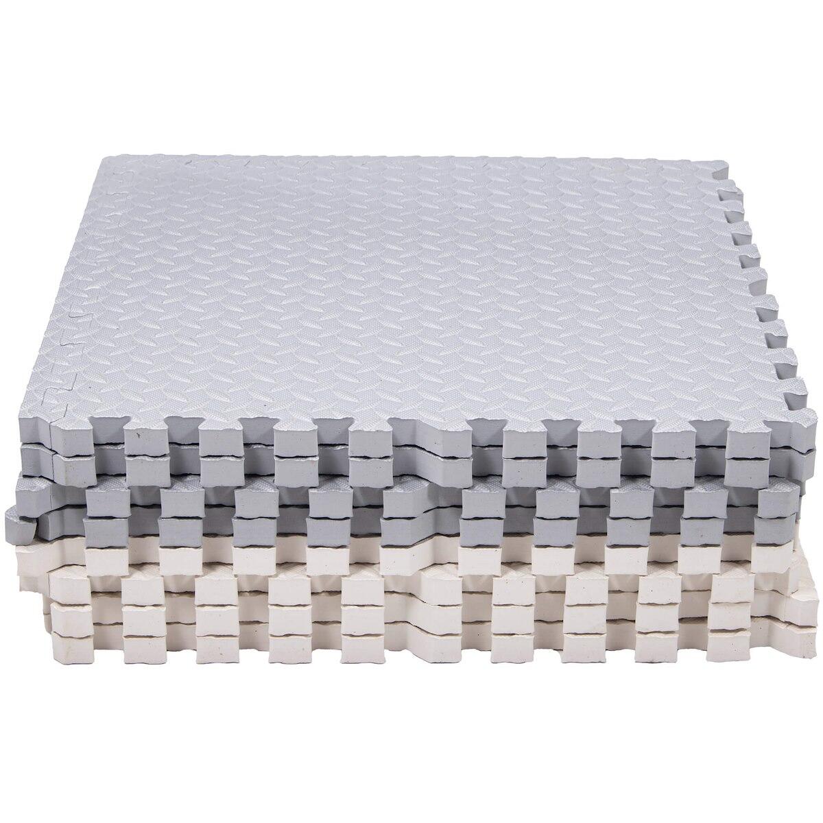 Mata składana puzzle piankowe dla dzieci 230x120 cm pianka EVA kremowo-szara