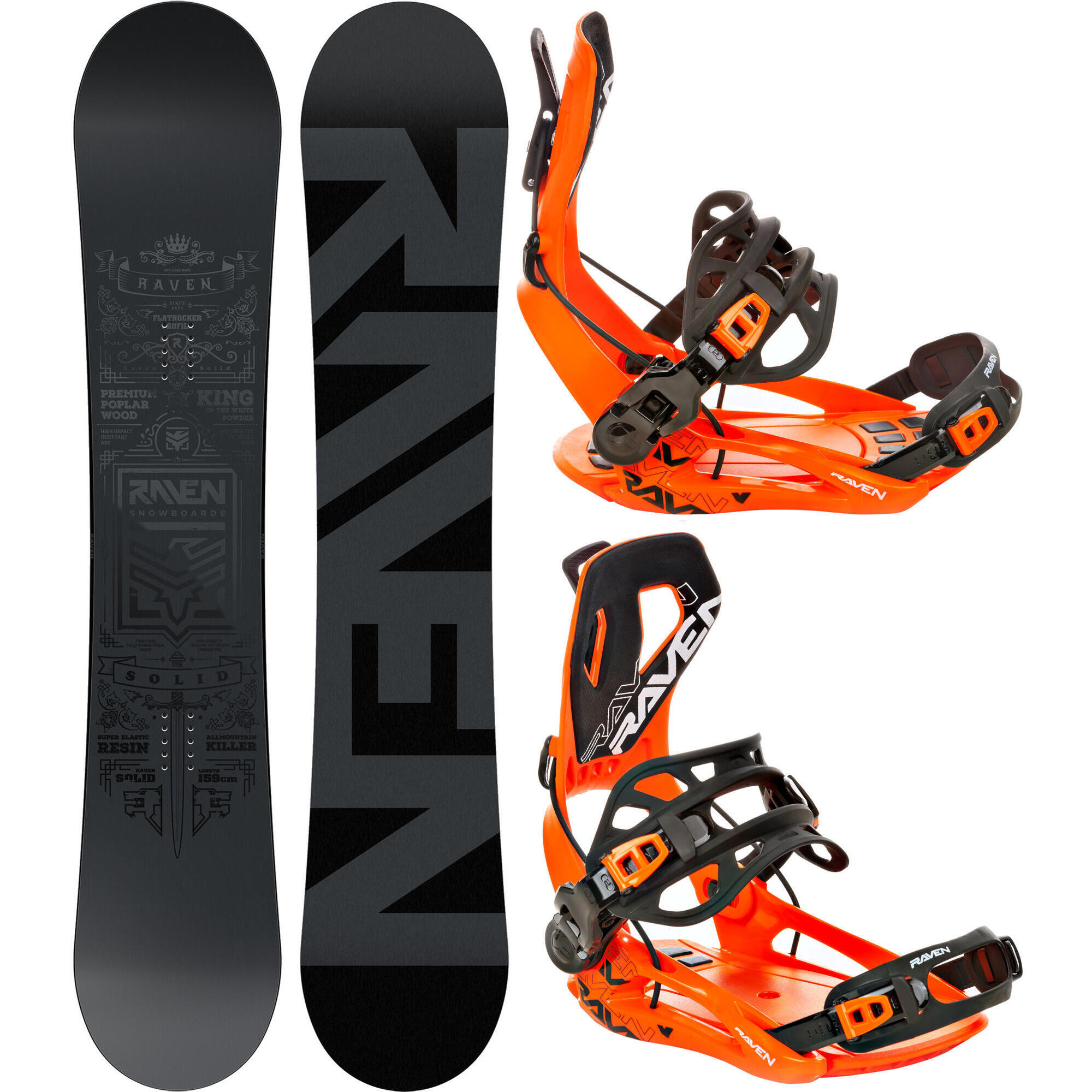 Zestaw Deska snowboardowa Raven Solid Steel + wiązania Raven FT360