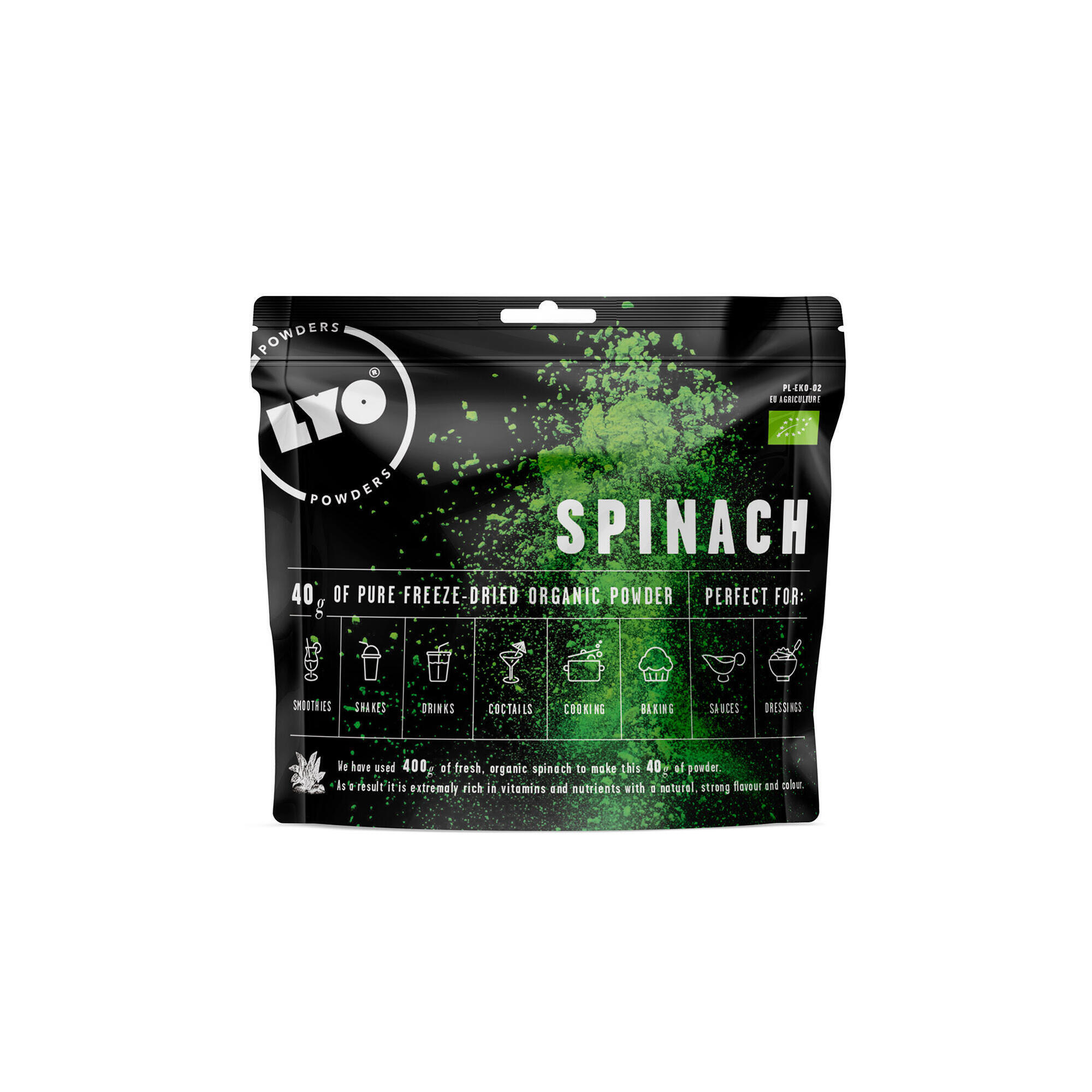 Liofilizat LyoFood Ekologiczny szpinak w proszku 40 g