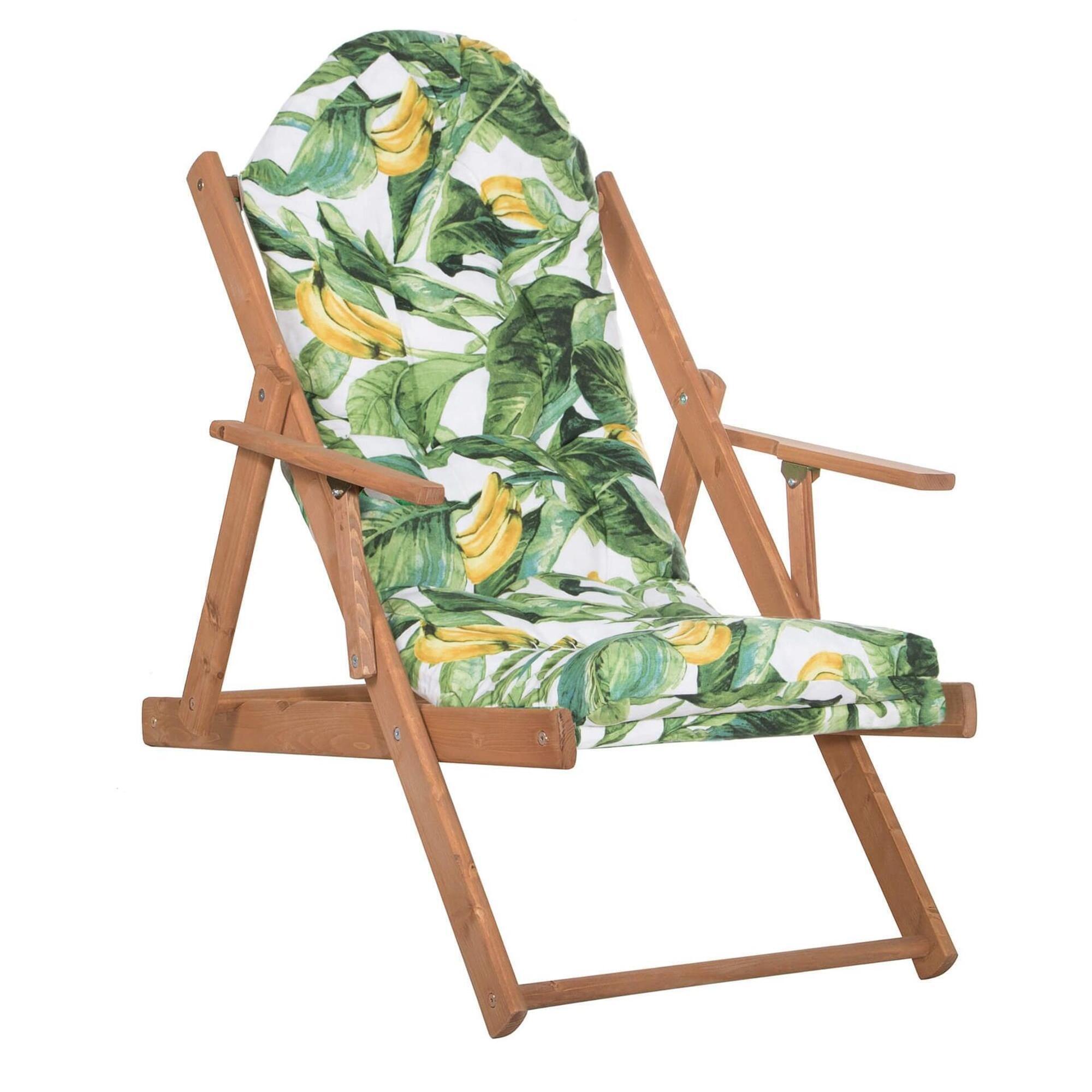 Leżak drewniany Borneo fotel z 3-stopniową regulacją i poduszką