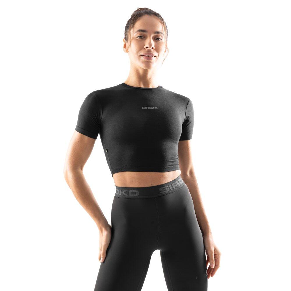 Damska koszulka treningowa crop top z krótkim rękawem Fitness Siroko Sculpt