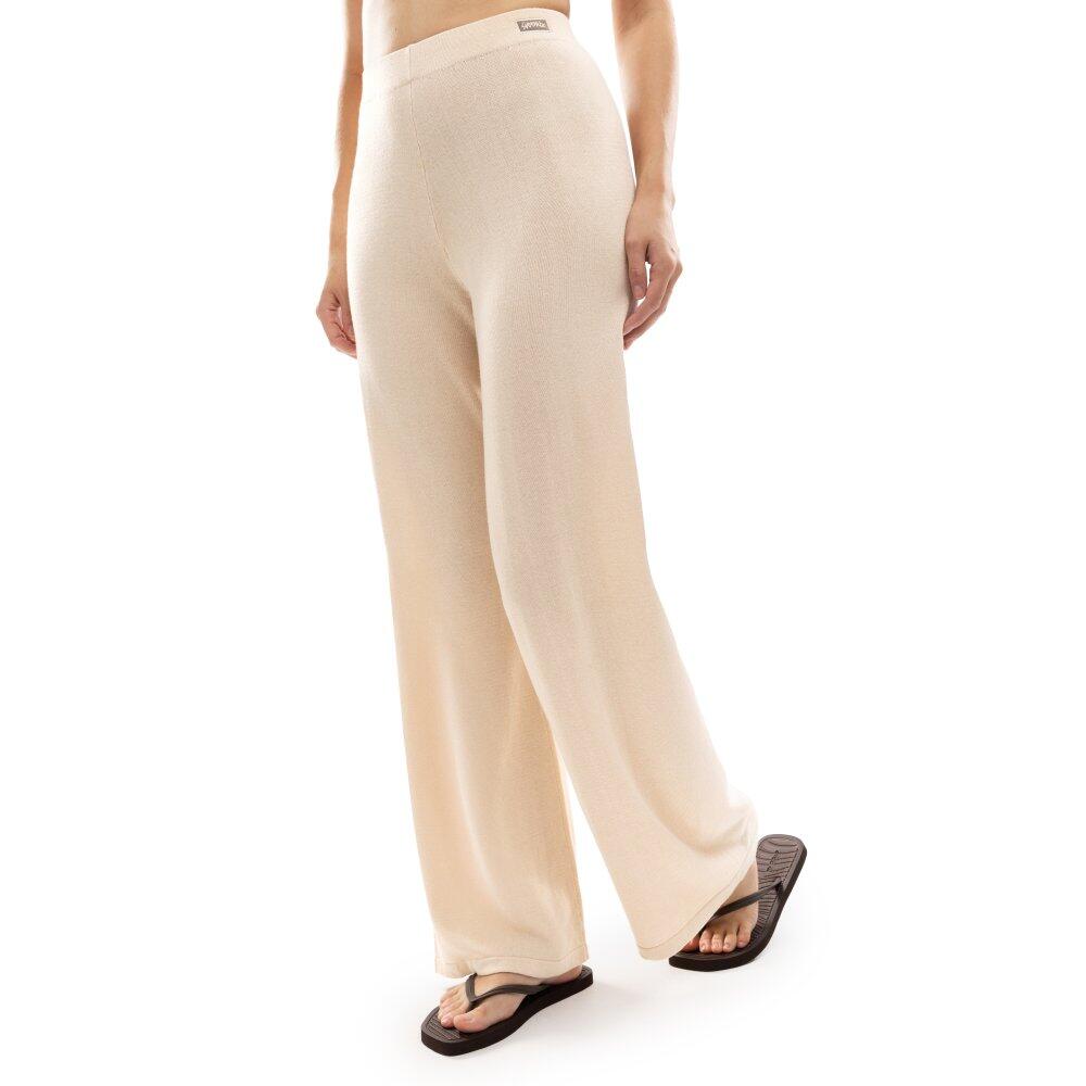 Damskie spodnie z dzianiny z szerokimi nogawkami Siroko IBZ Loom Sand