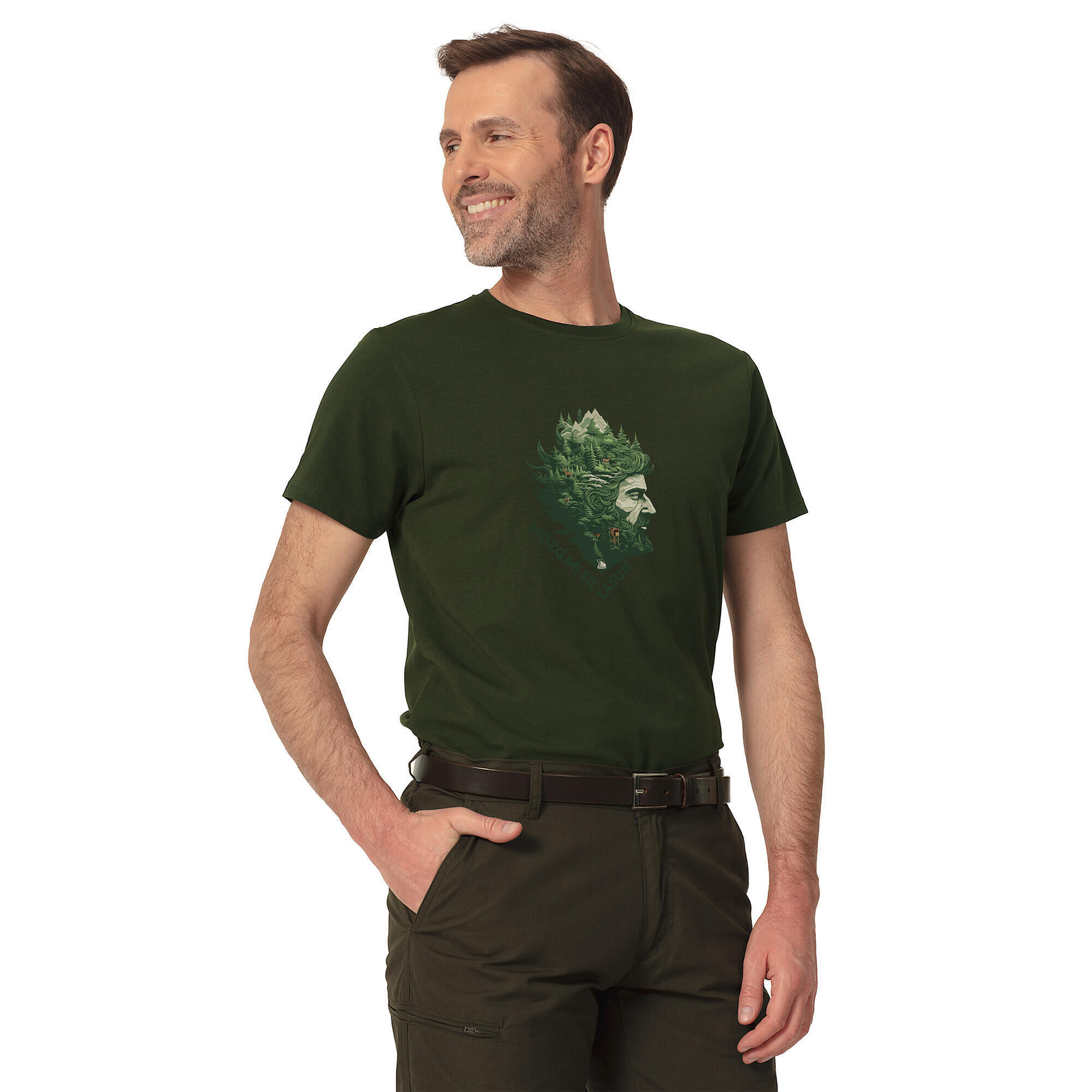 T-shirt myśliwski męski Tagart FNT Las Green z nadrukiem