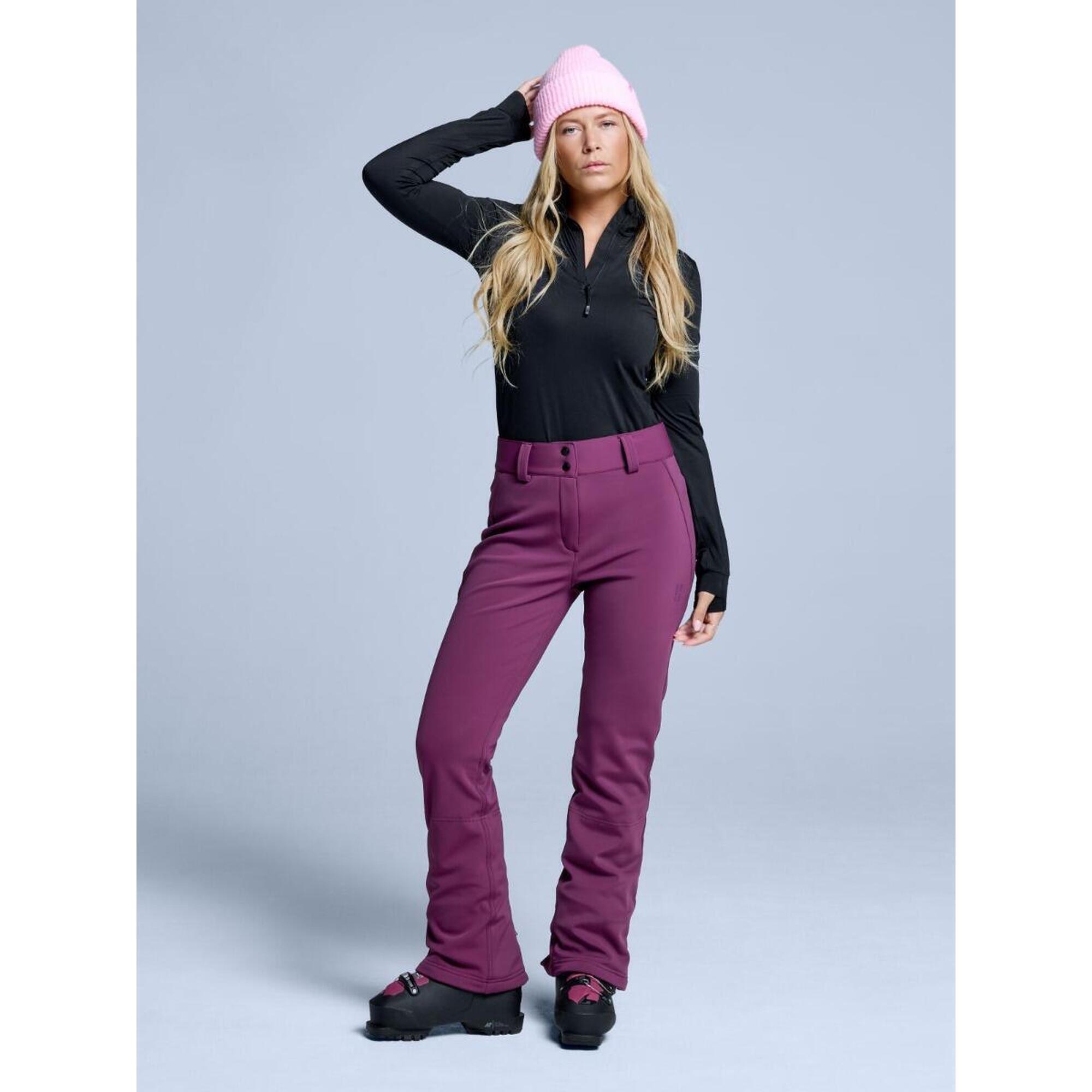 Spodnie narciarskie - Damskie - Elastyczne Softshell - Bordeaux