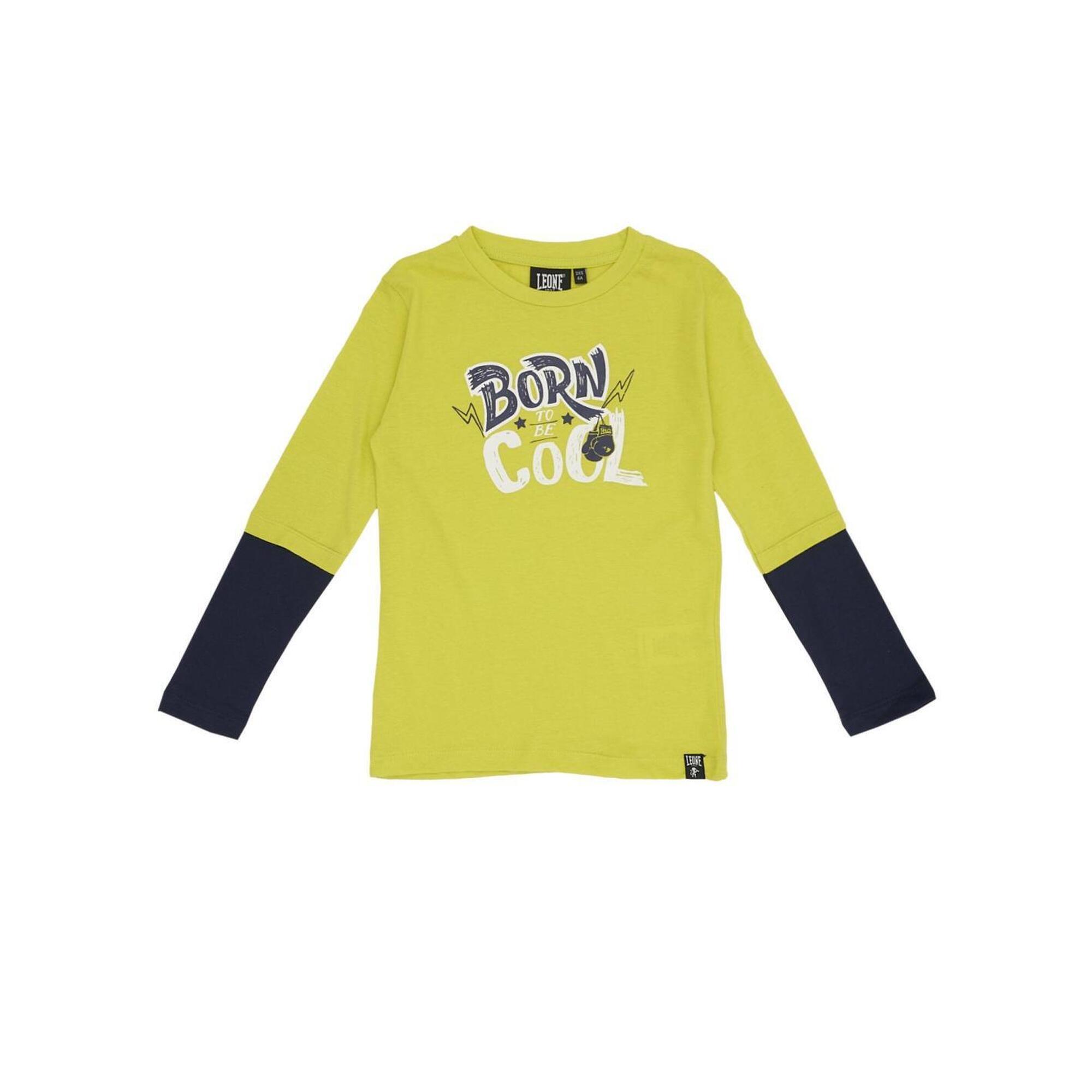 Dwukolorowa koszulka dziecięca z długim rękawem i nadrukiem Basic