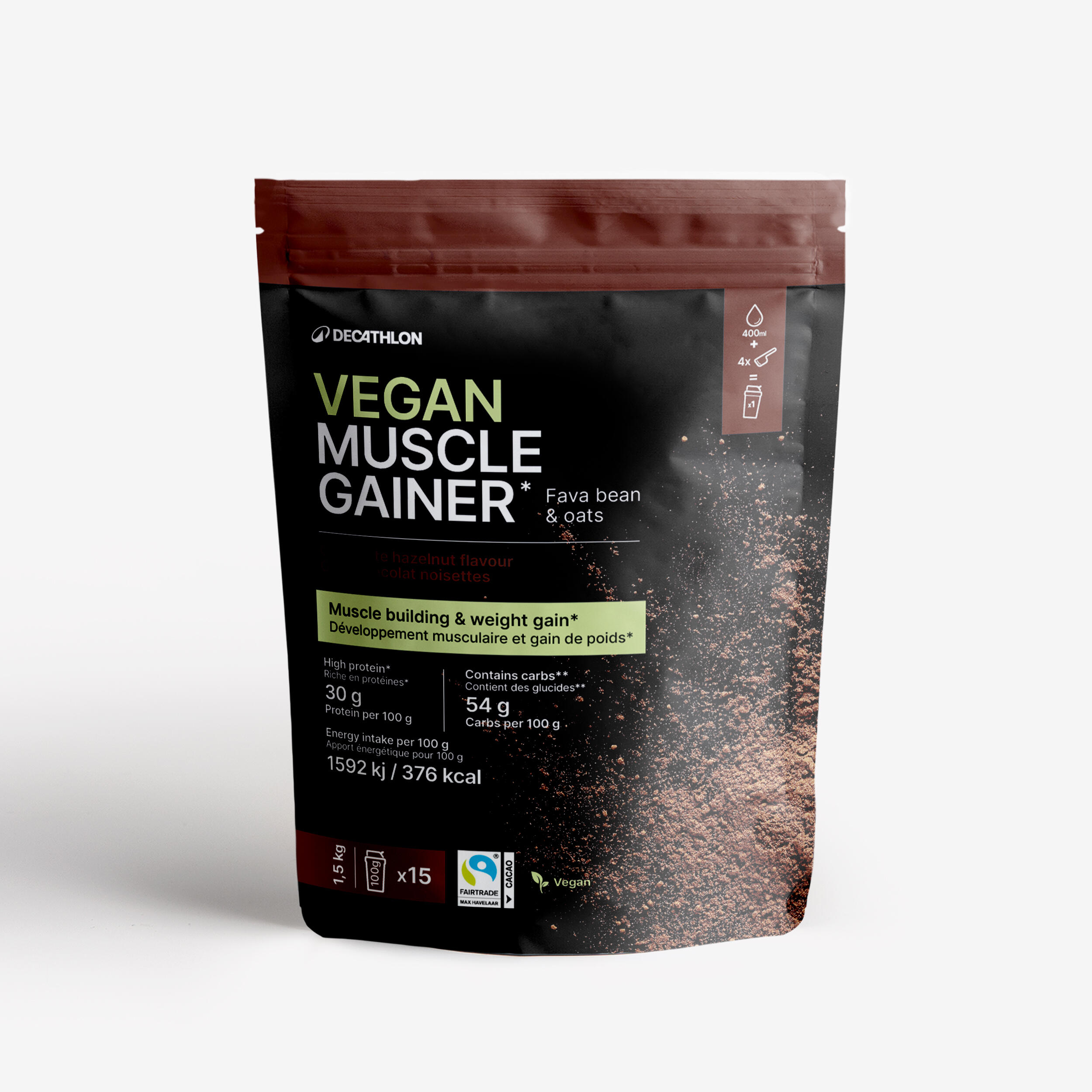 Odżywka białkowa wegańska czekolada-orzech laskowy Vegan Muscle Gainer 1,5 kg