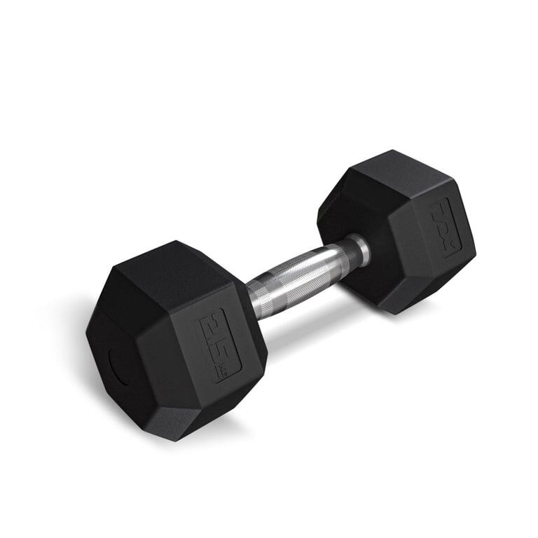 Hantel stalowy gumowany do ćwiczeń siłowych Trex Sport 1x2,5kg ryflowany uchwyt