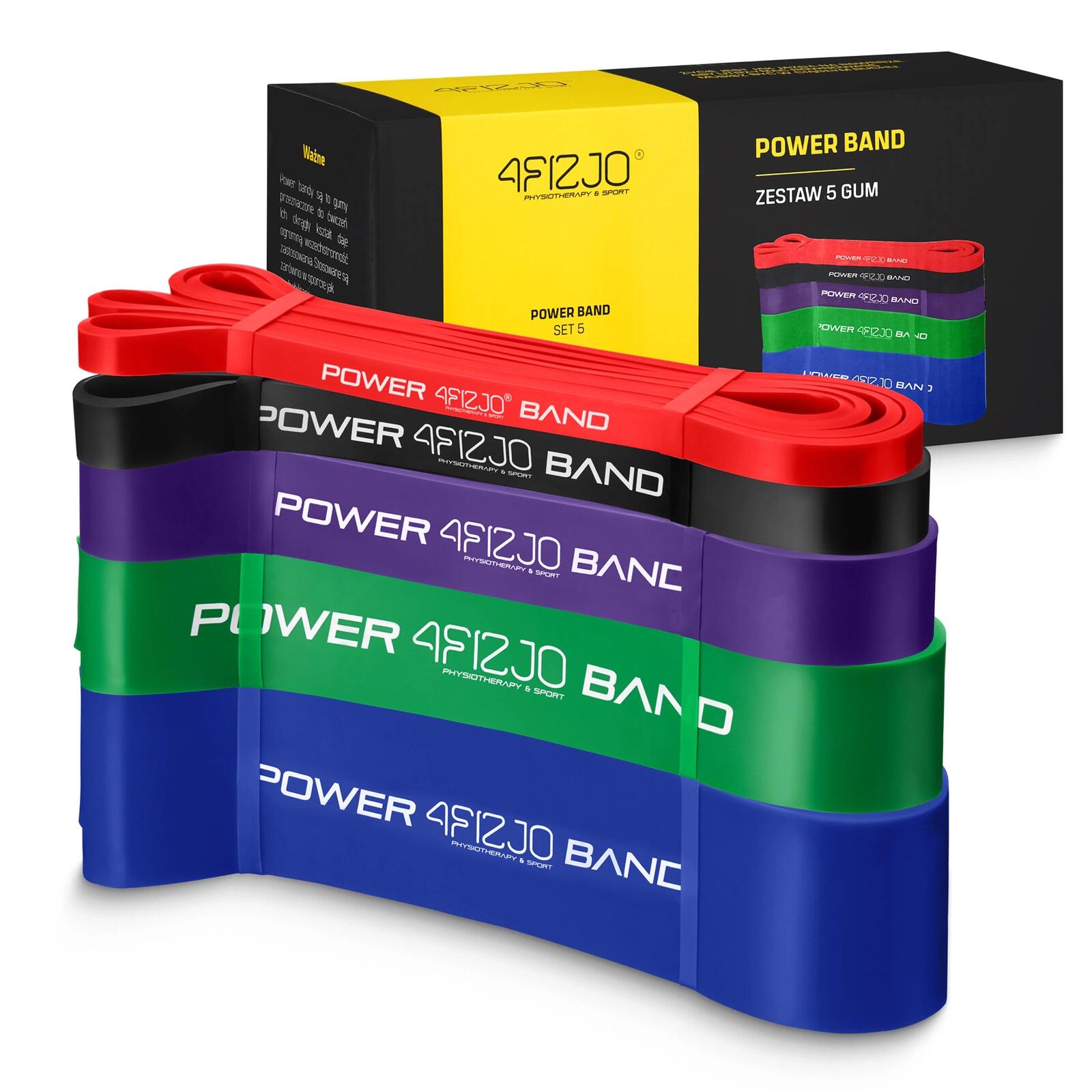 Zestaw 5 gum do ćwiczeń POWER BAND 4FIZJO