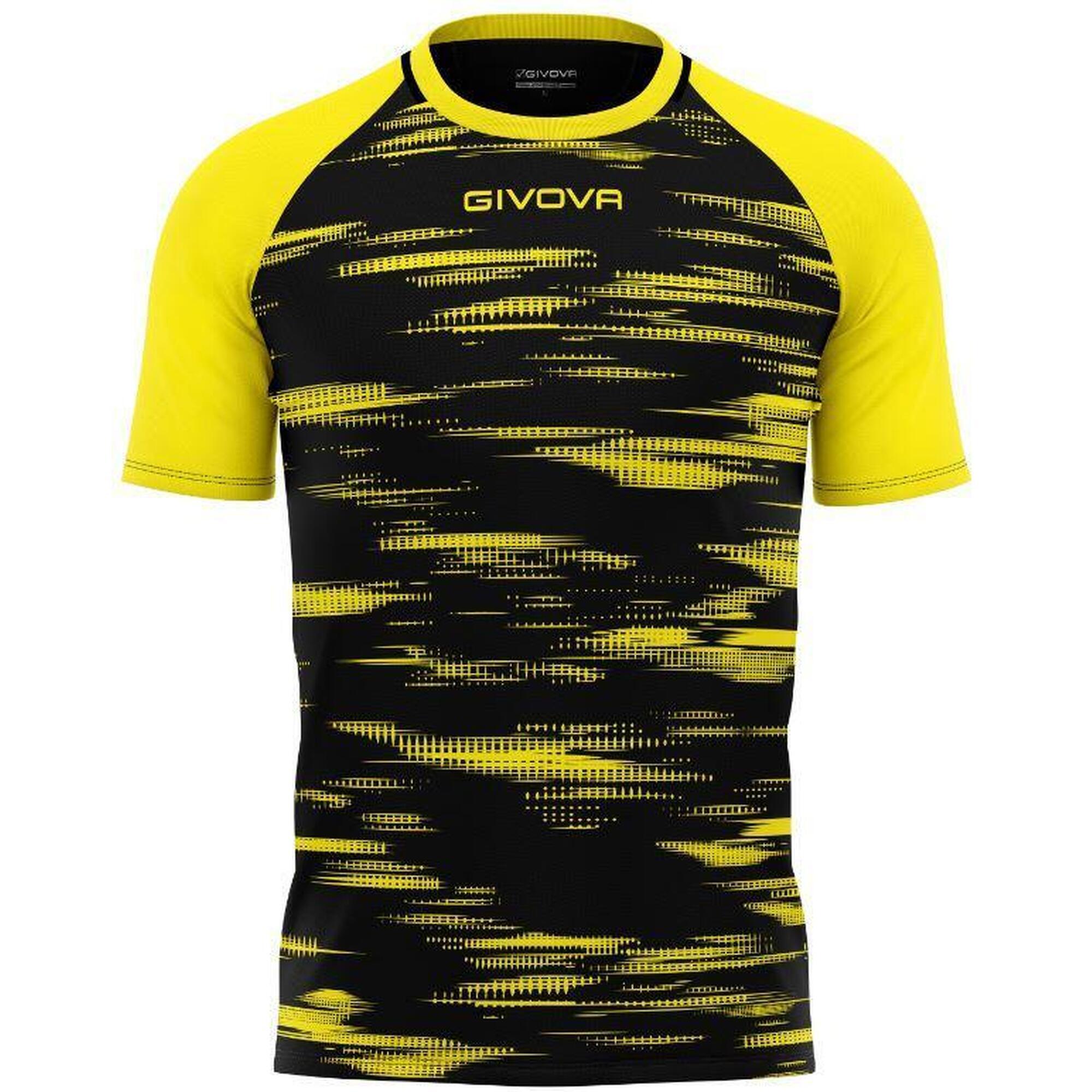 T-shirt Givova Pixel Sport Czarny-Żółty XL - Lekki i Oddychający
