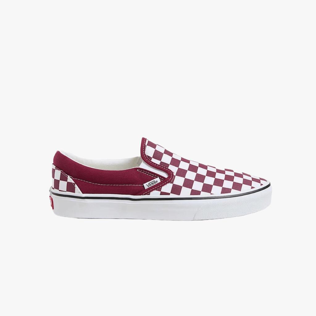 Sneakers Vans Slip-On bordowe w kratkę