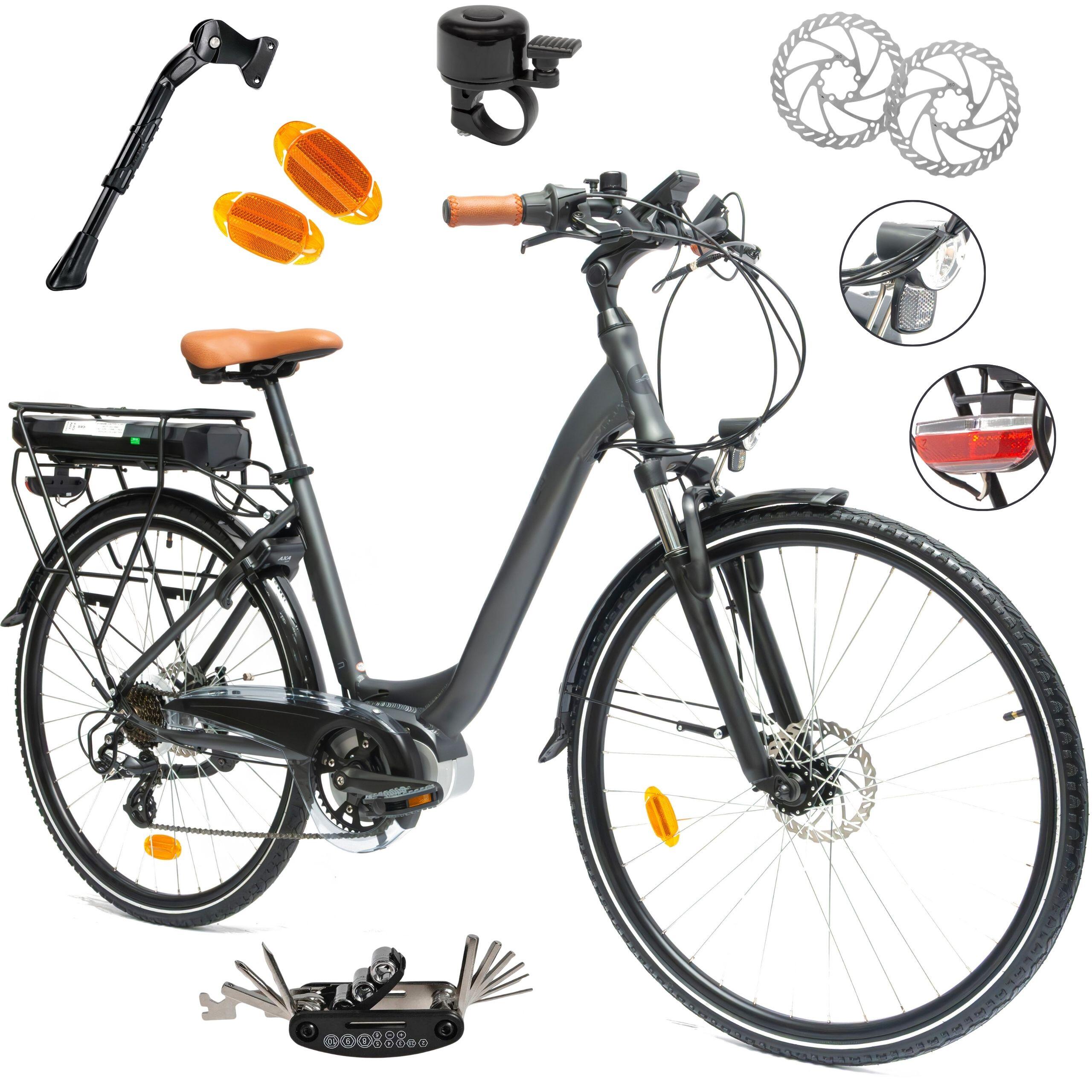 Rower Elektryczny Damski Miejski 28" SHIMANO 250 W Alu LCD Blokada Światła