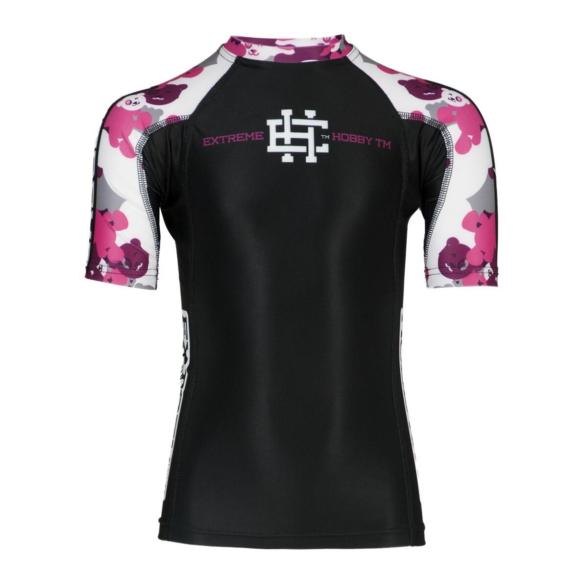 Rashguard dla dzieci do MMA z krótkim rękawem EXTREME HOBBY PINK TEDDY BEAR
