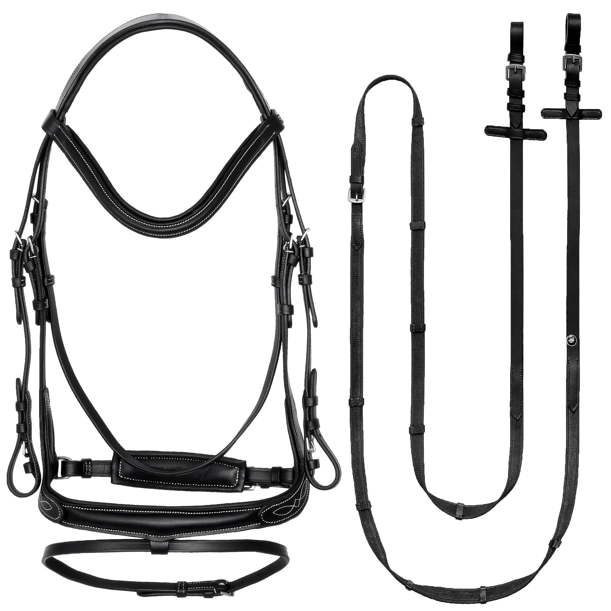 Ogłowie jeździeckie dla konia EQUESTRIAN QUEEN Electra anatomiczne skórzane