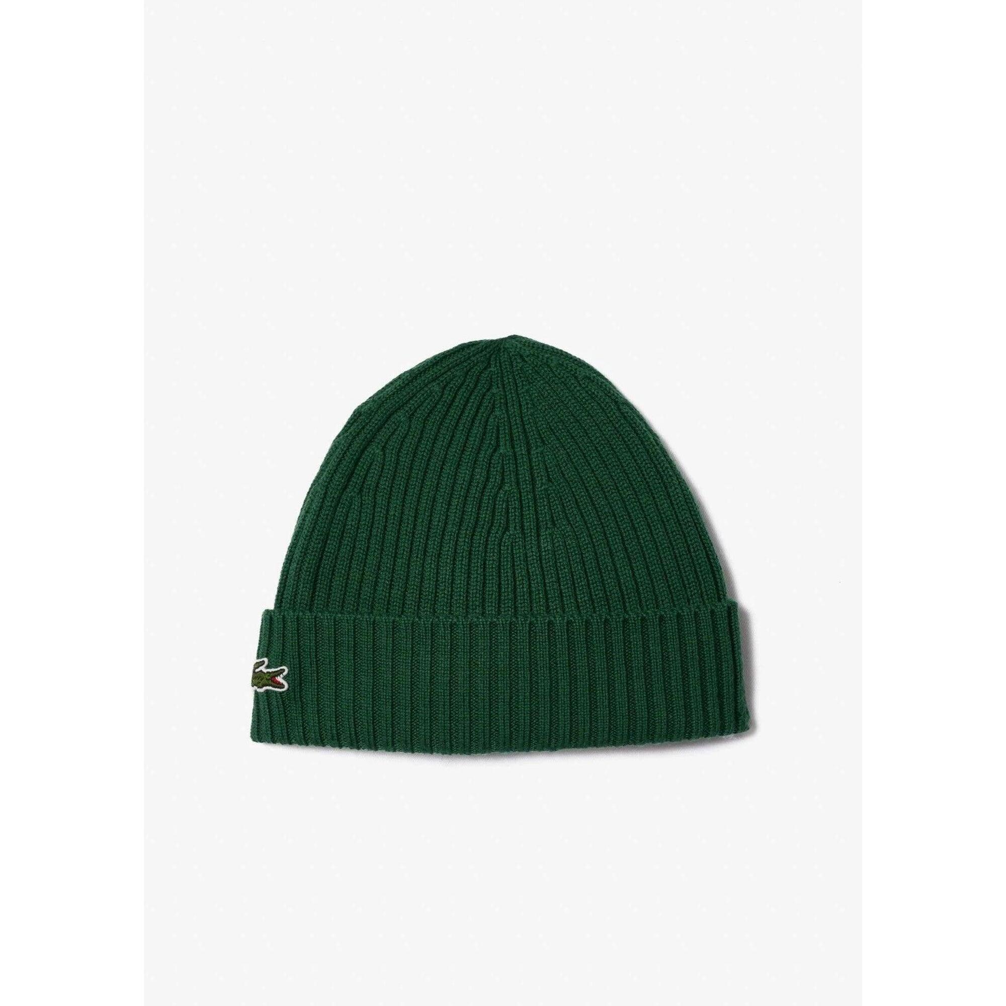 Czapka zimowa wełniana Lacoste Ribbed Wool Beanie Zielona - RB0001-132