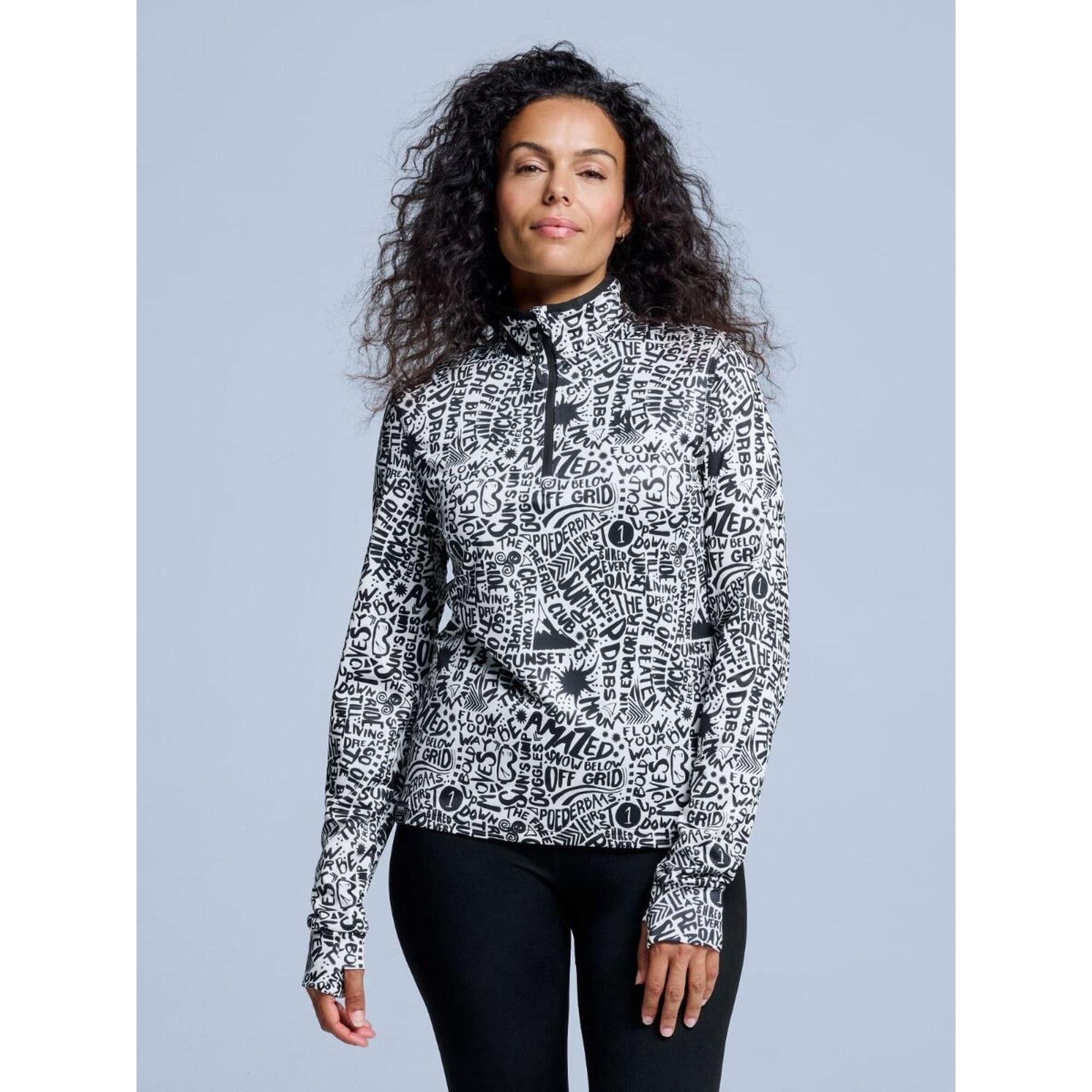 Bluza narciarska - Damska - Cabin Life - Biały/czarny