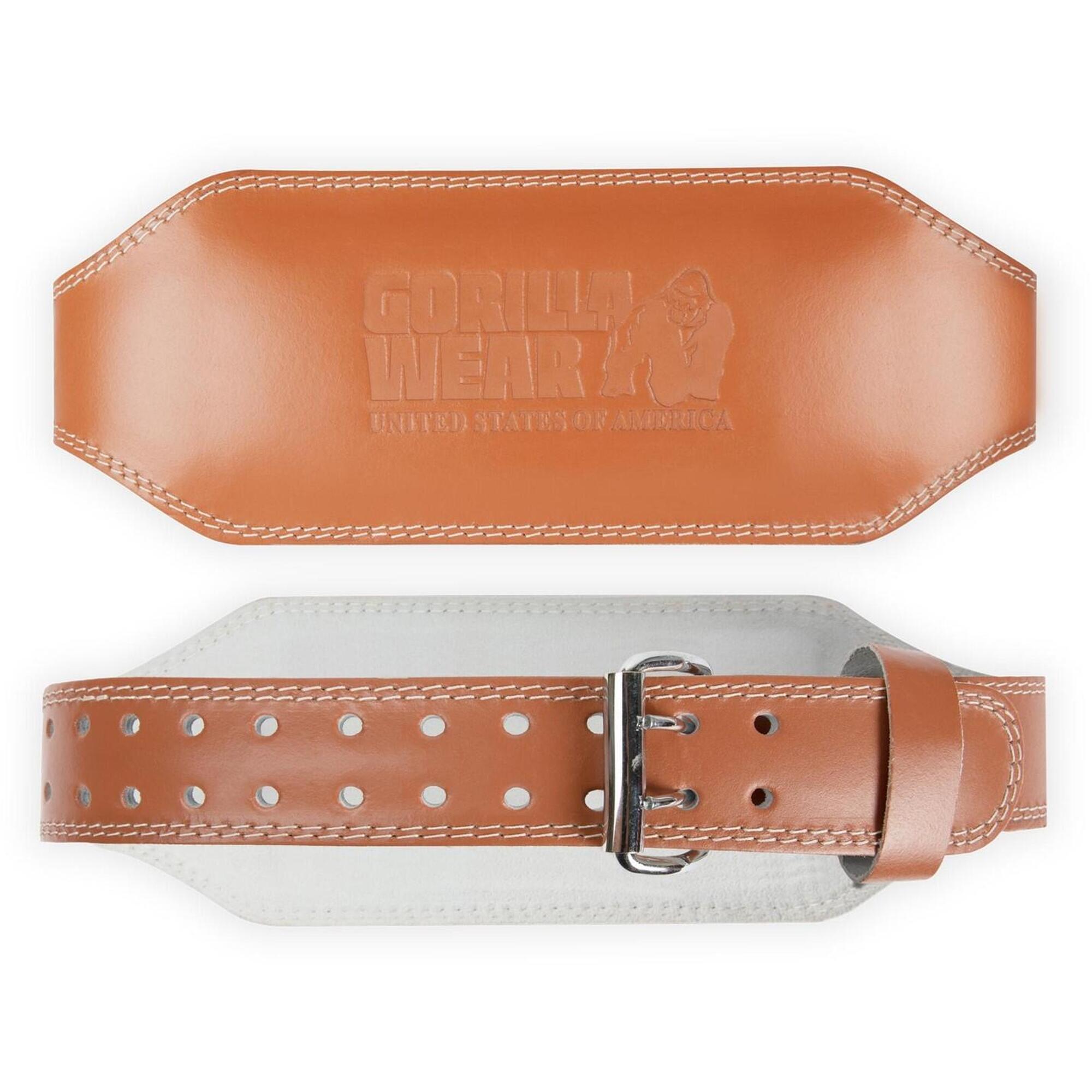 6-calowy wyściełany skórzany pas do podnoszenia- Brązowy