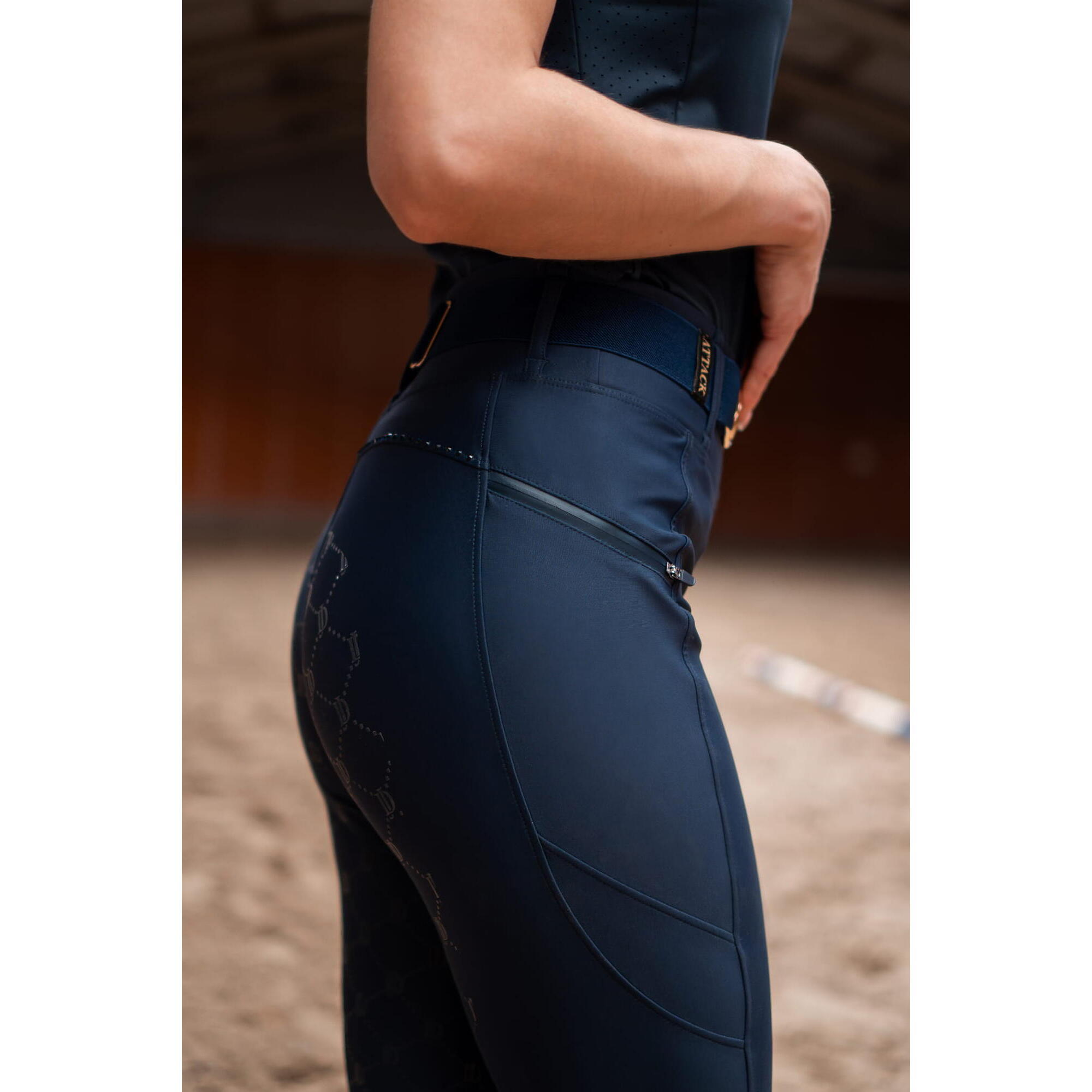 Legginsy jeździeckie z pełnym lejem silikonowym JD ATTACK Ginny Tech