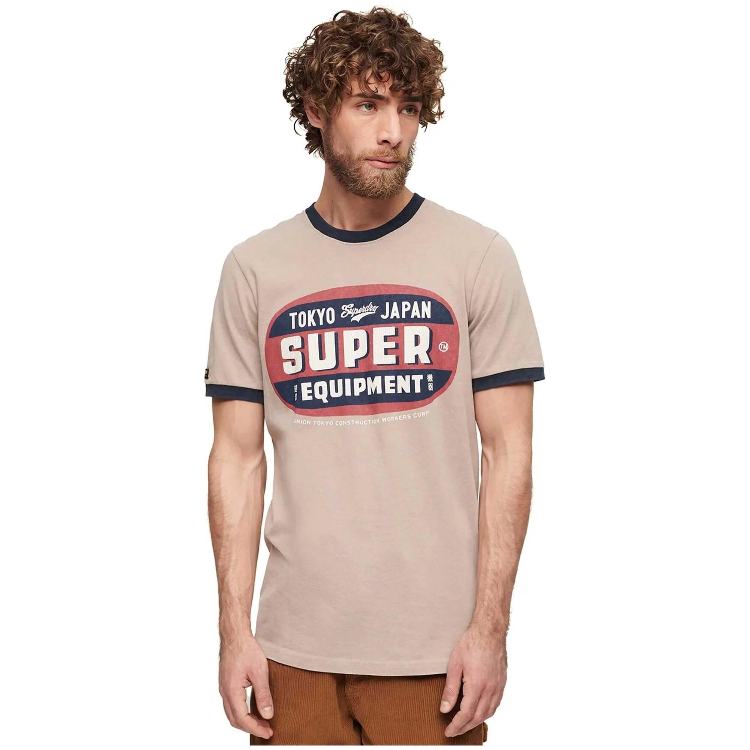 T-shirt Superdry z kontrastowym kołnierzem i rękawami