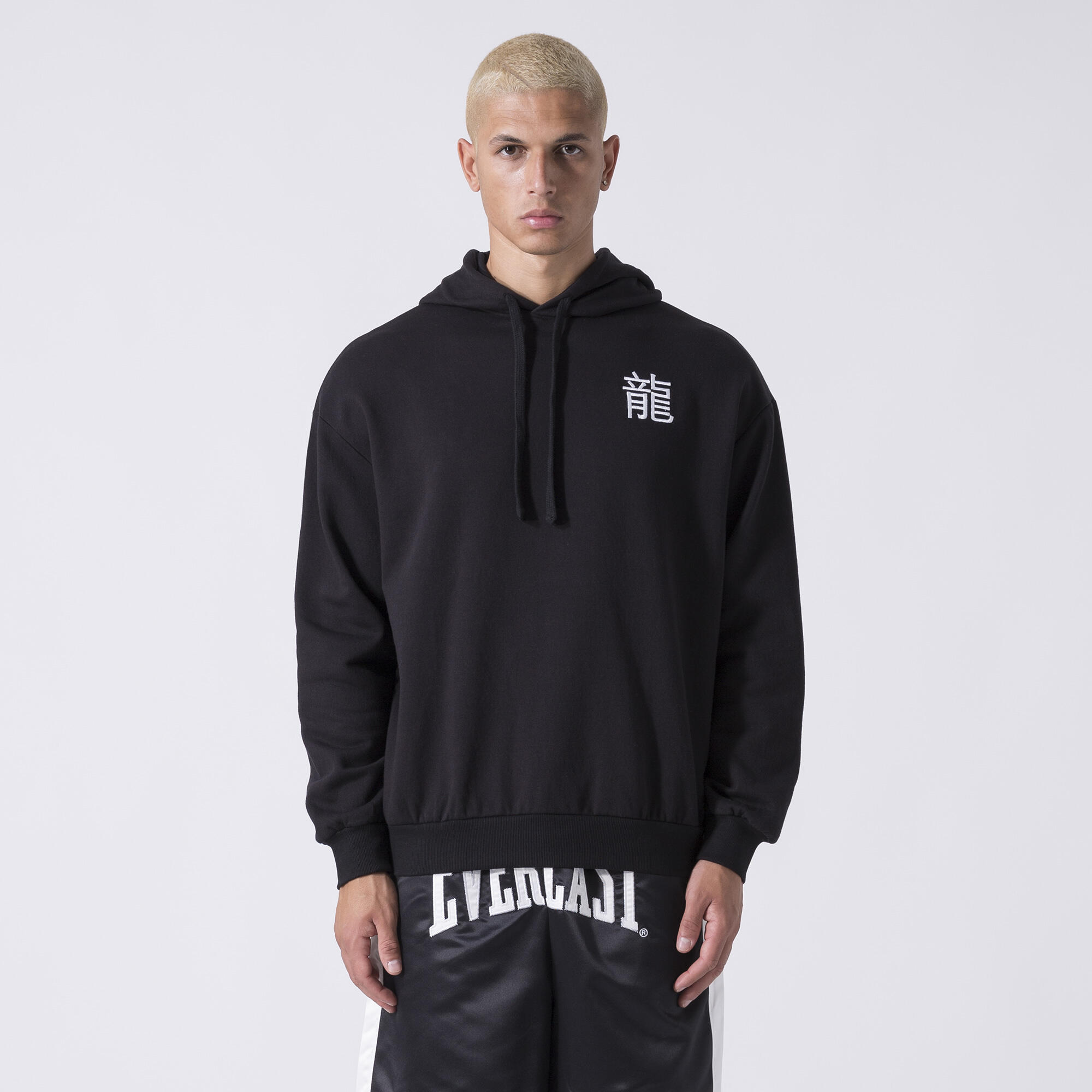 Exkluzywny Bluza Z Kapturem Z Grafika Smoka Czarny Bawelna, Poliester