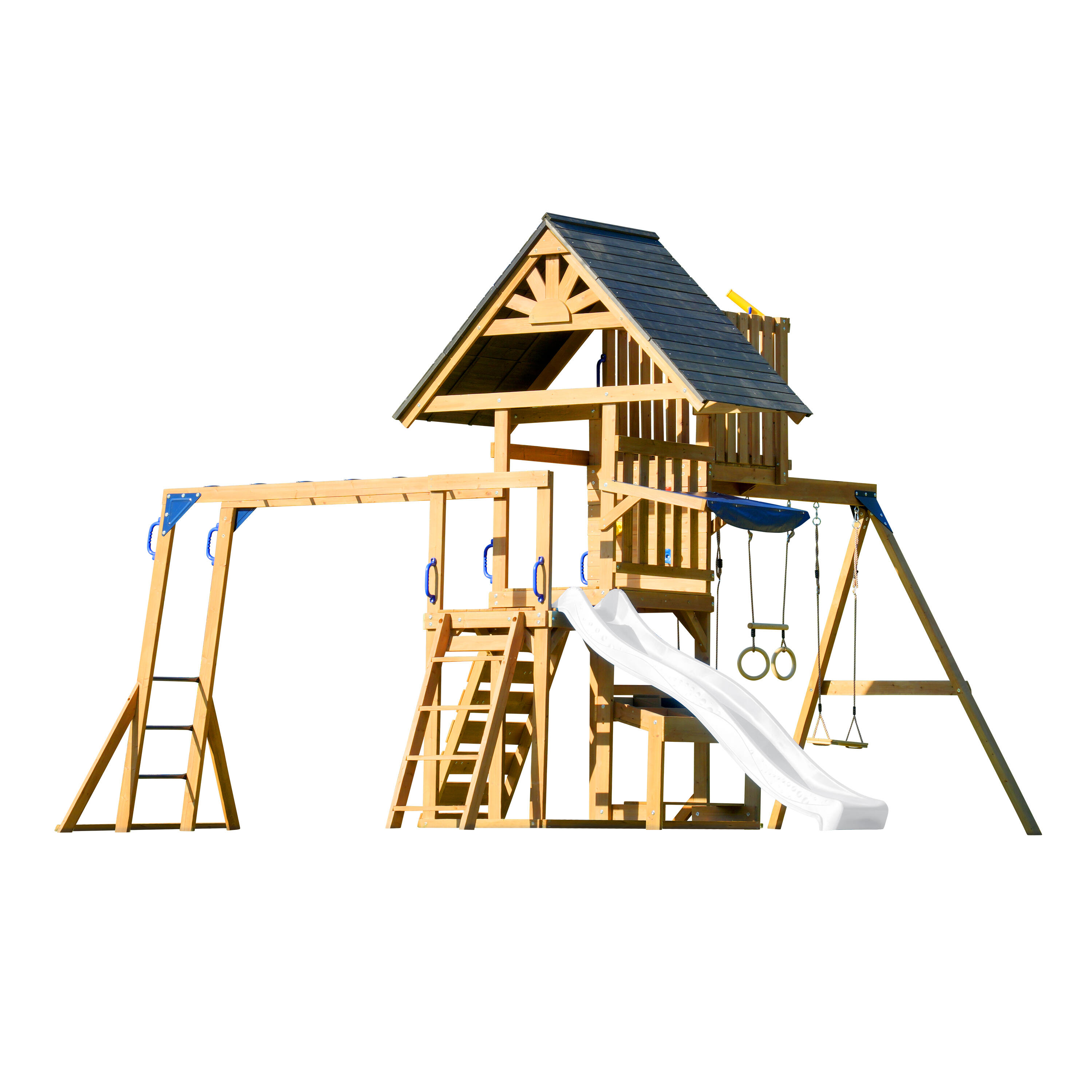 AXI Mitch Drewniany plac zabaw z 2 huśtawkami i zjeżdżalnią