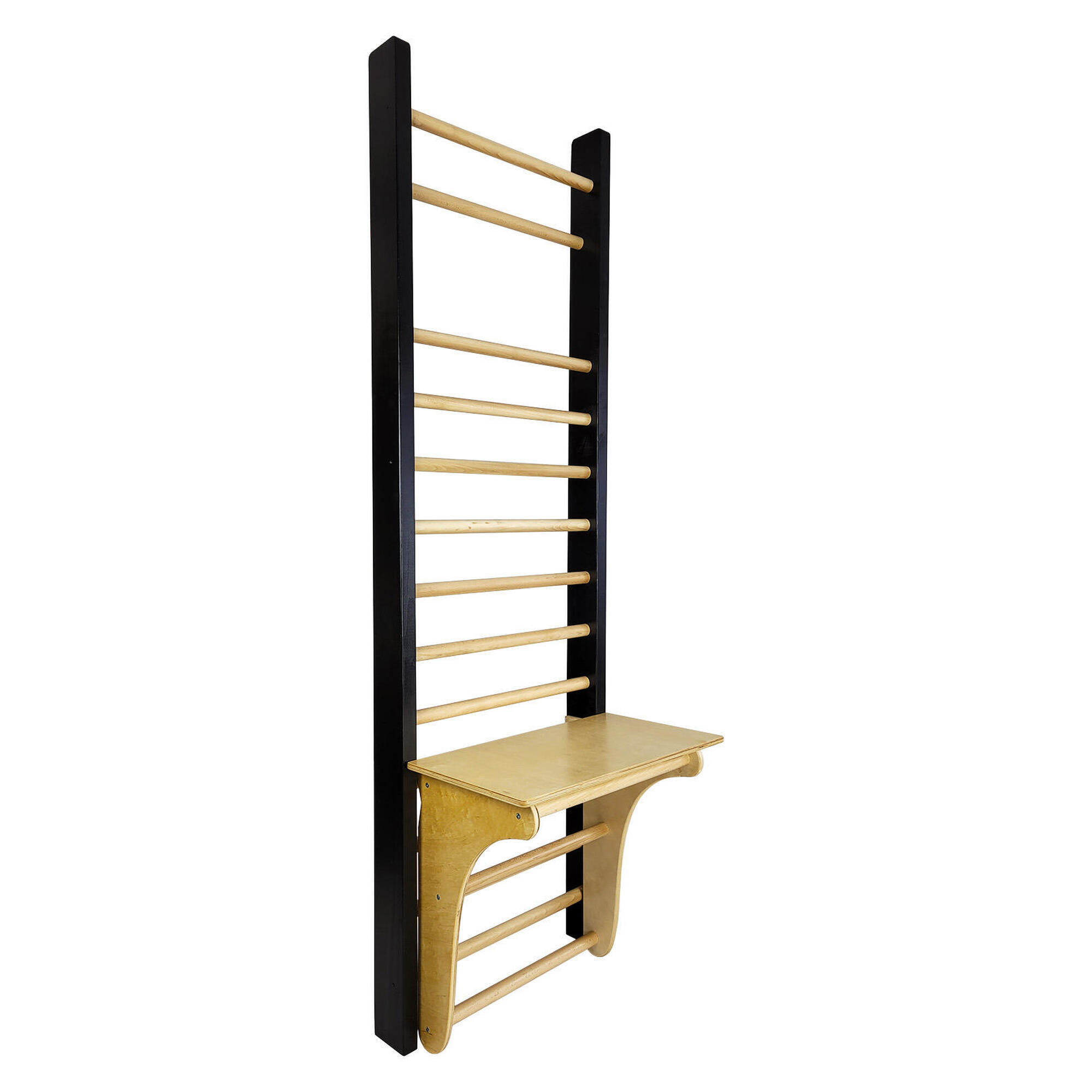 Drabinka gimnastyczna Leon 220 x 80 cm czarna + drążek + blat UNDERFIT