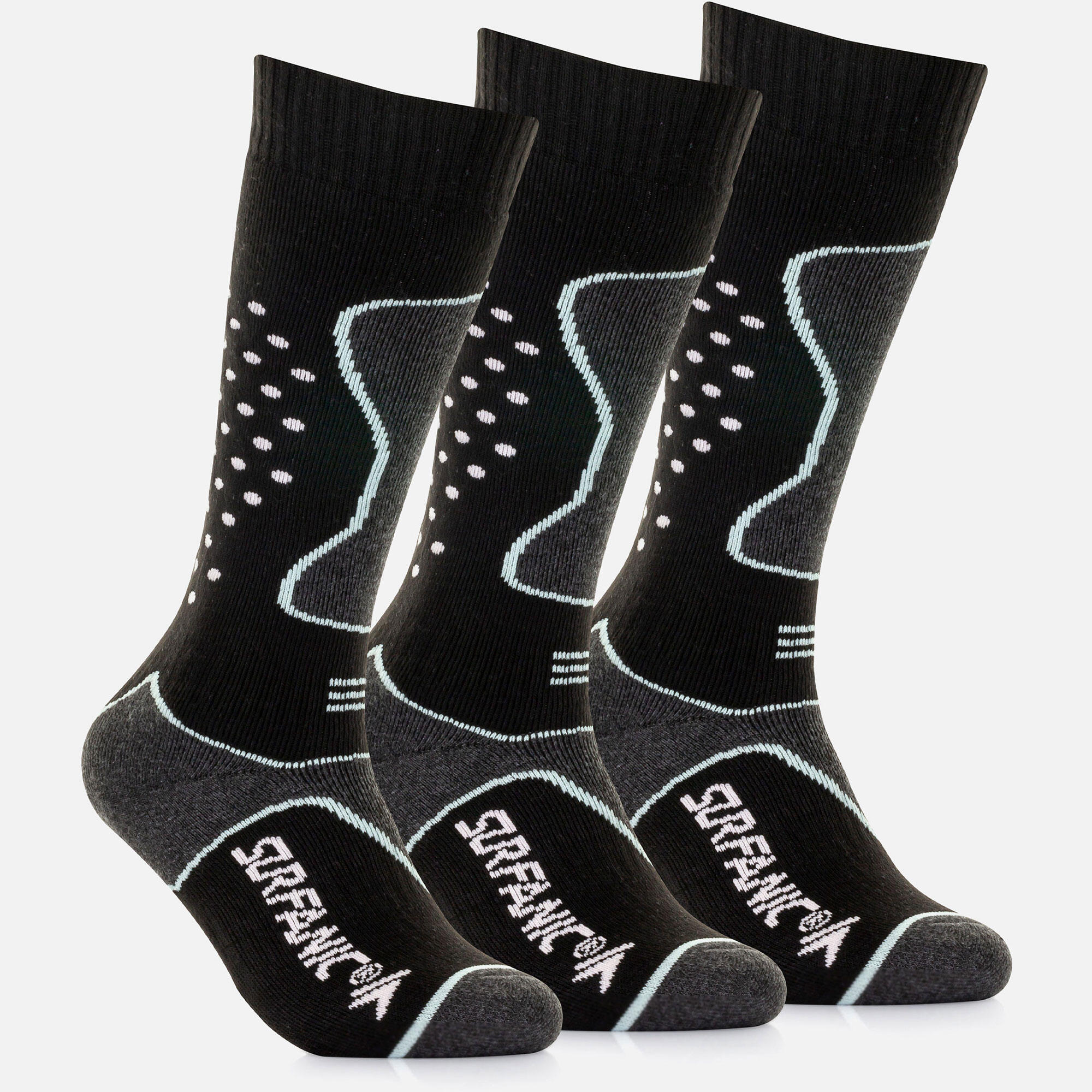Skarpety Damskie Zimowe Narciarskie Zestaw 3 sztuk SURFANIC Pro Tech Czarne