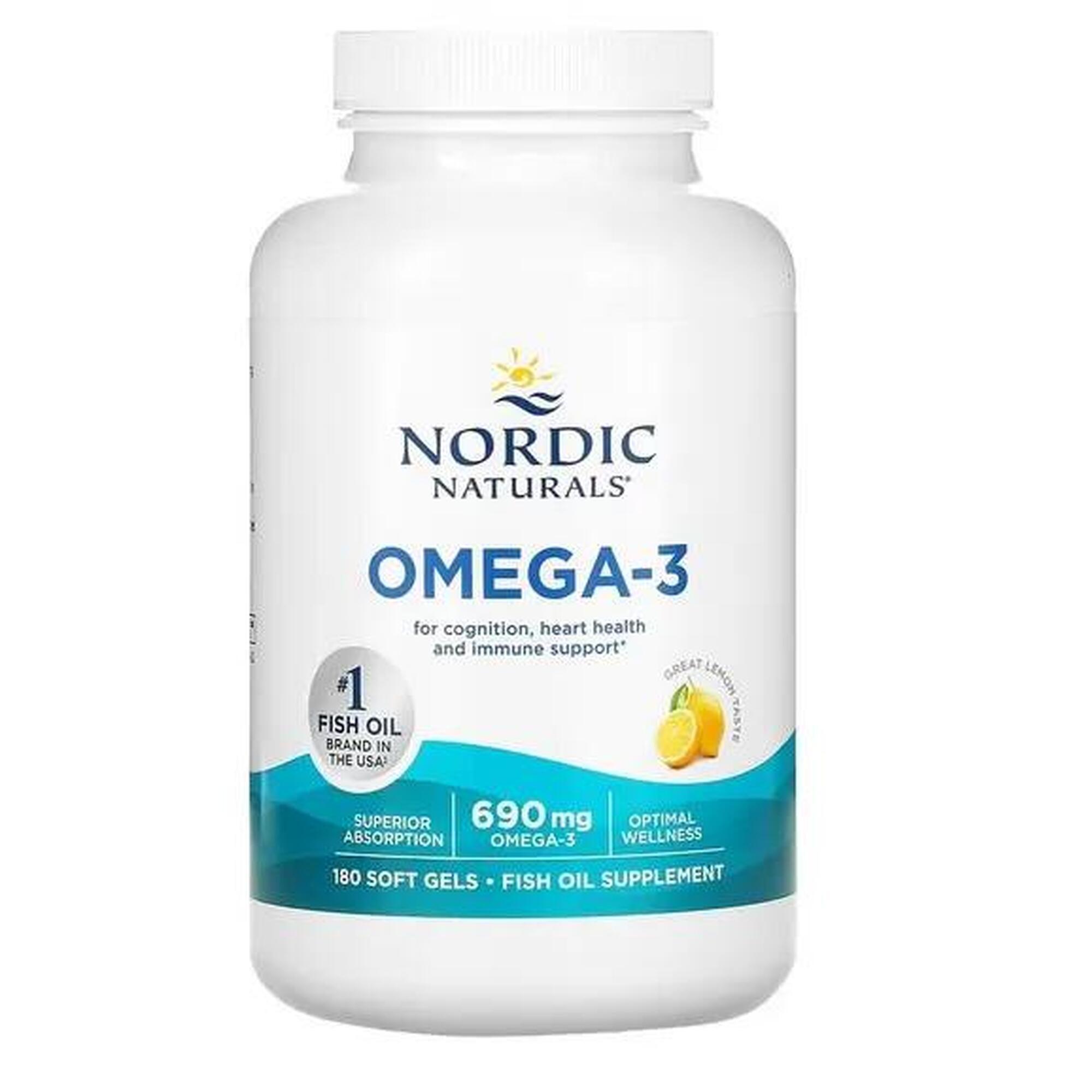 Kwasy Omega 3 630 mg Nordic Naturals Cytryna 180 kapułek