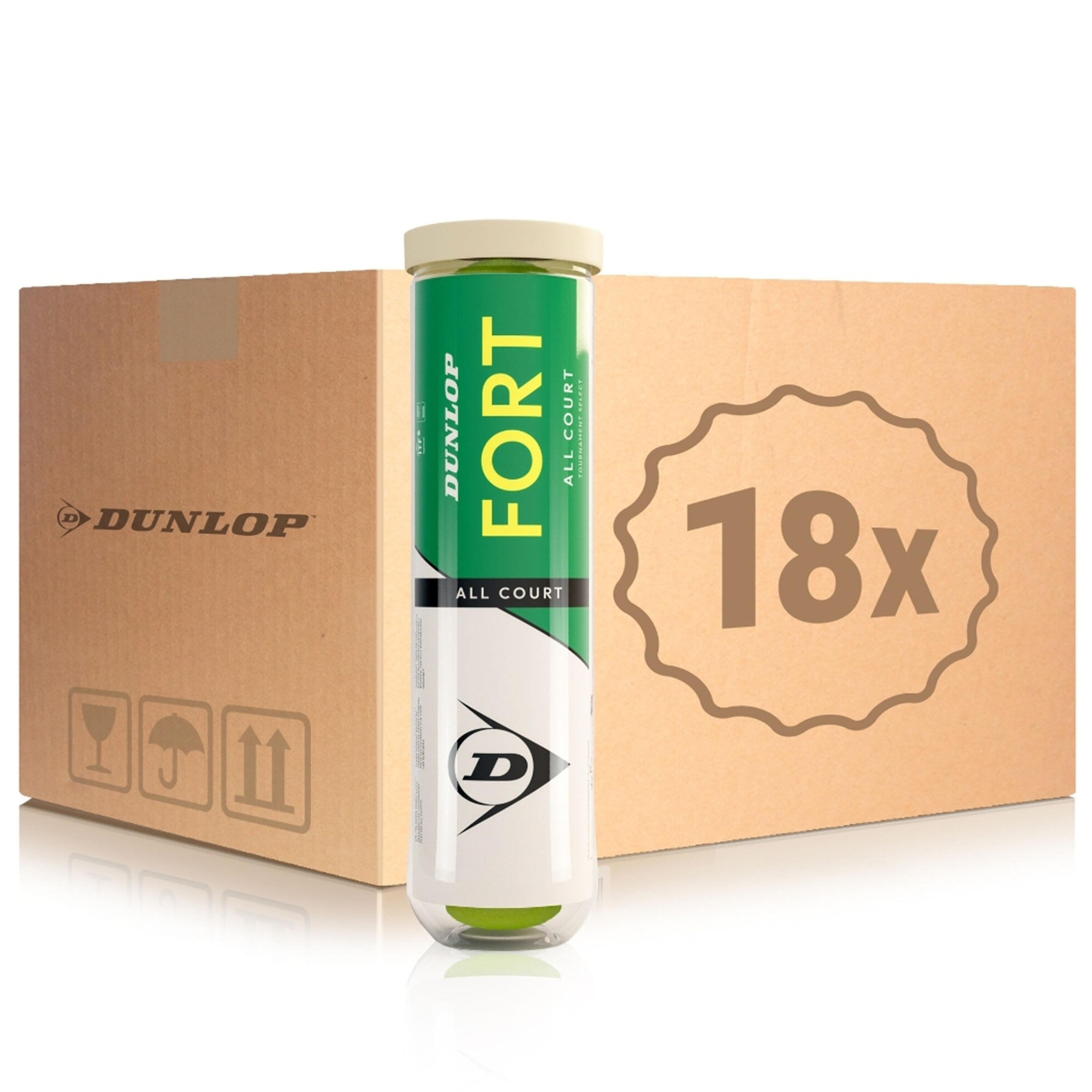 Piłka tenisowa Dunlop Fort All Court karton z 18 puszkami po 4 piłki