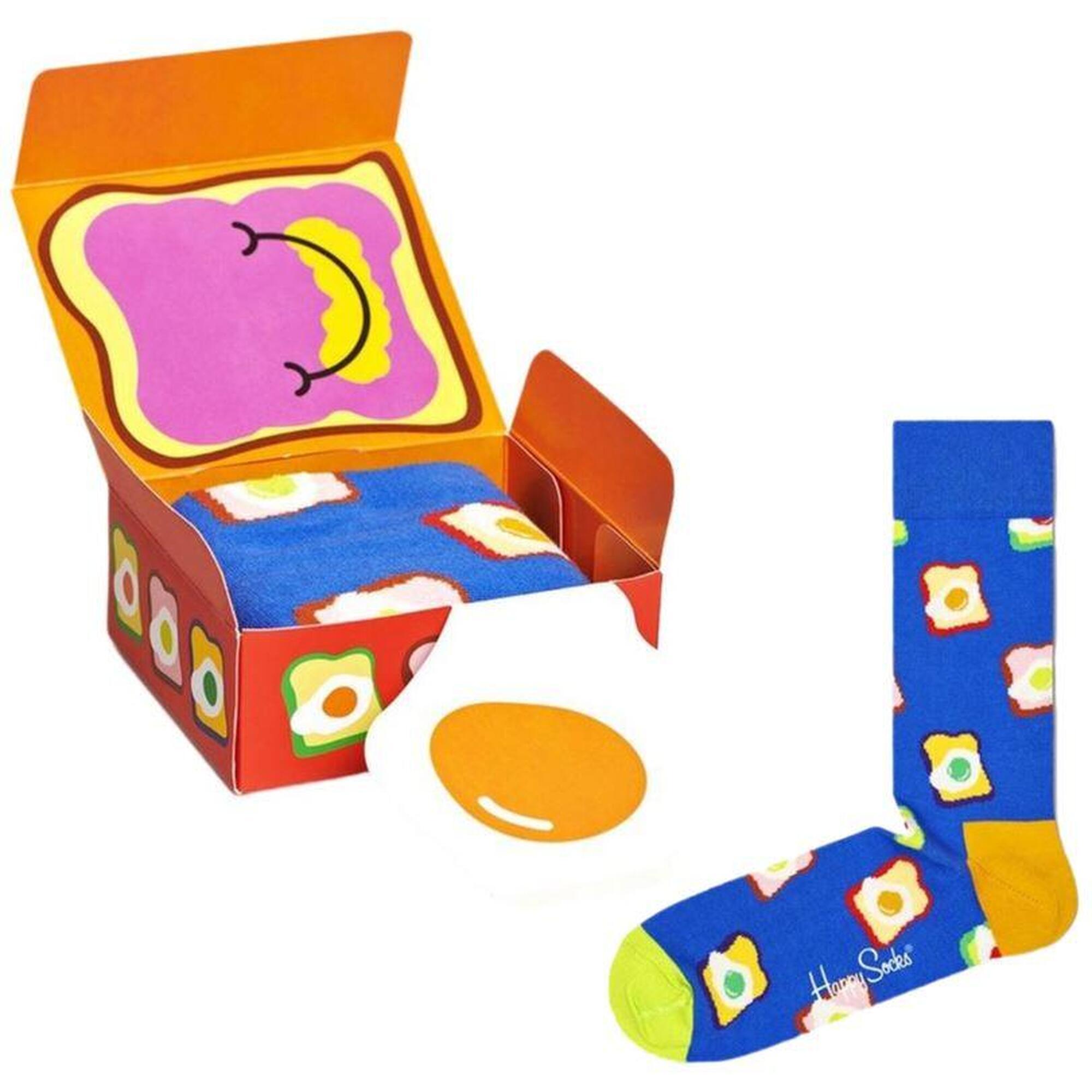 Skarpetki Szczęśliwe z Bawełny - Wzór Jajka Tostowane Unisex