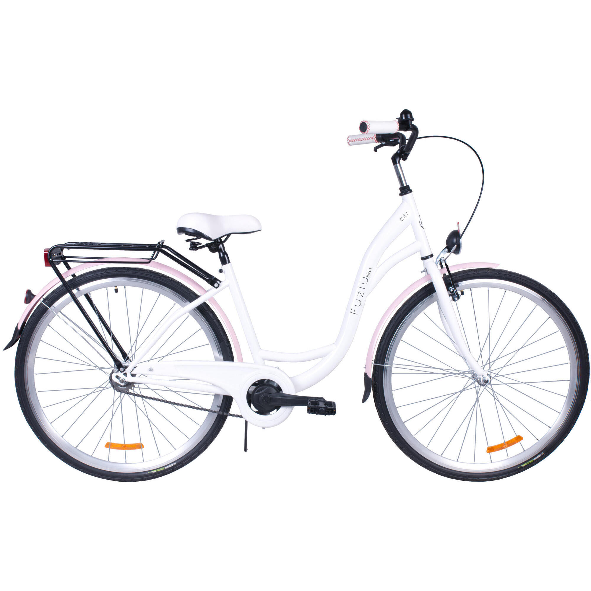 Rower miejski 28 Fuzlu City S1 biało-różowy