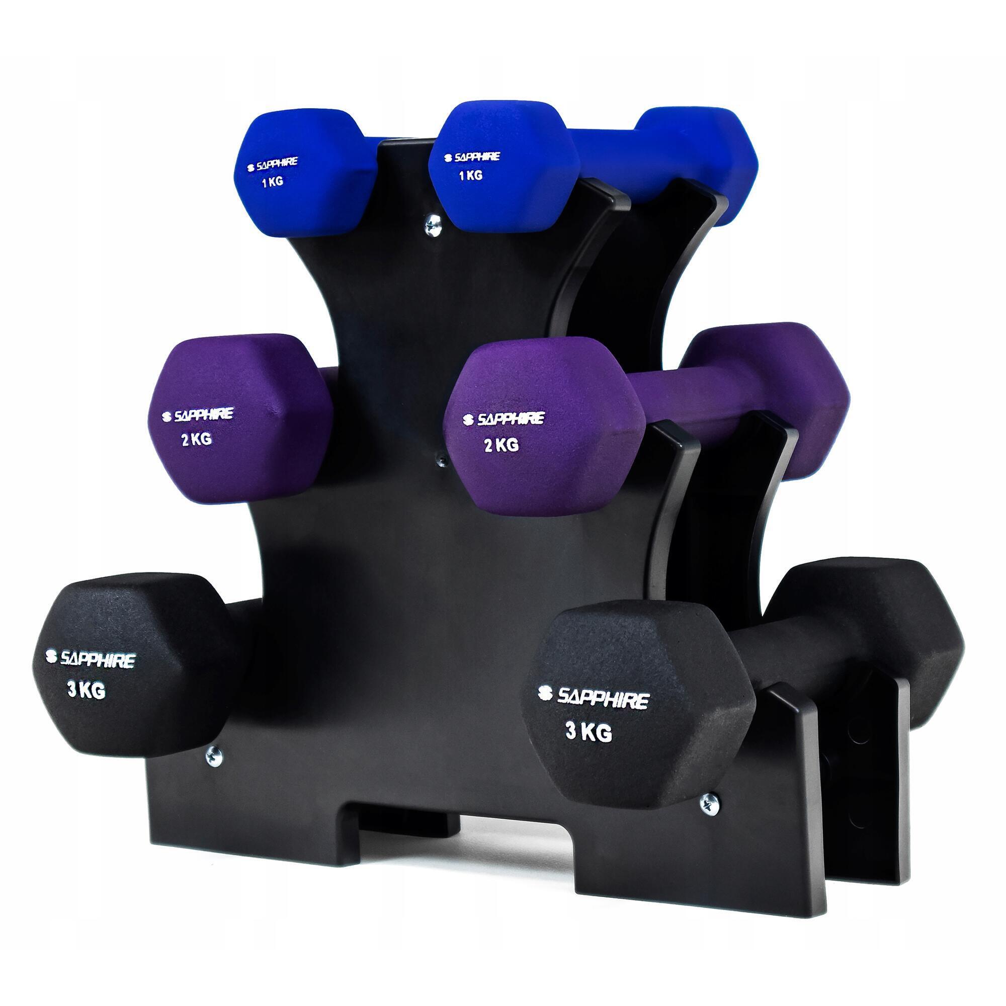 Zestaw hantelek fitness Sapphire SG-215 12kg na stojaku