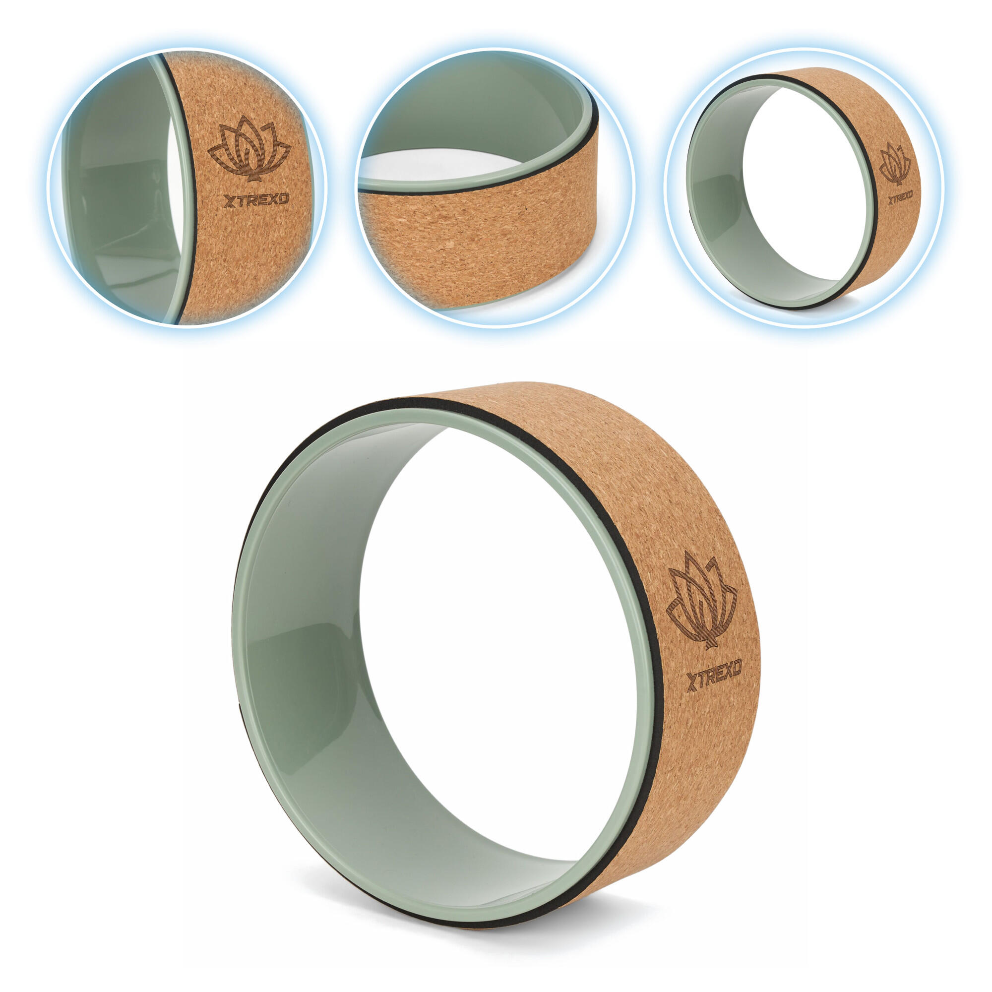 Obręcz do jogi XTREXO korkowa Flowheel 32 cm oliwkowy OS