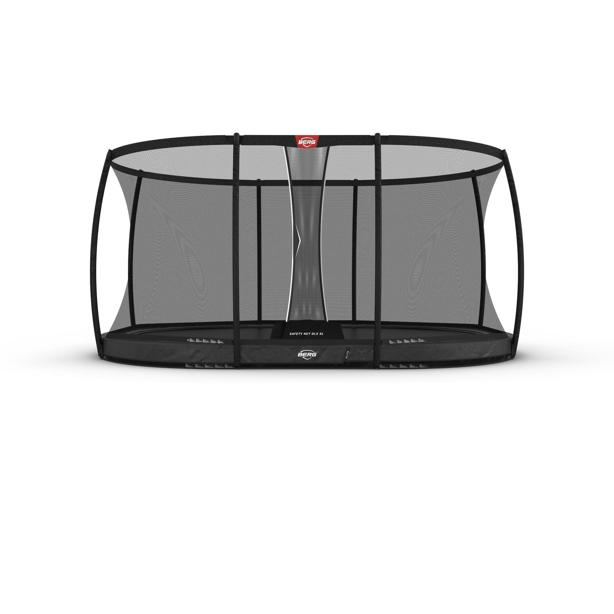 Trampolina owalna wkopywana w ziemię z siatką bezpieczeństwa deluxe BERG Elite