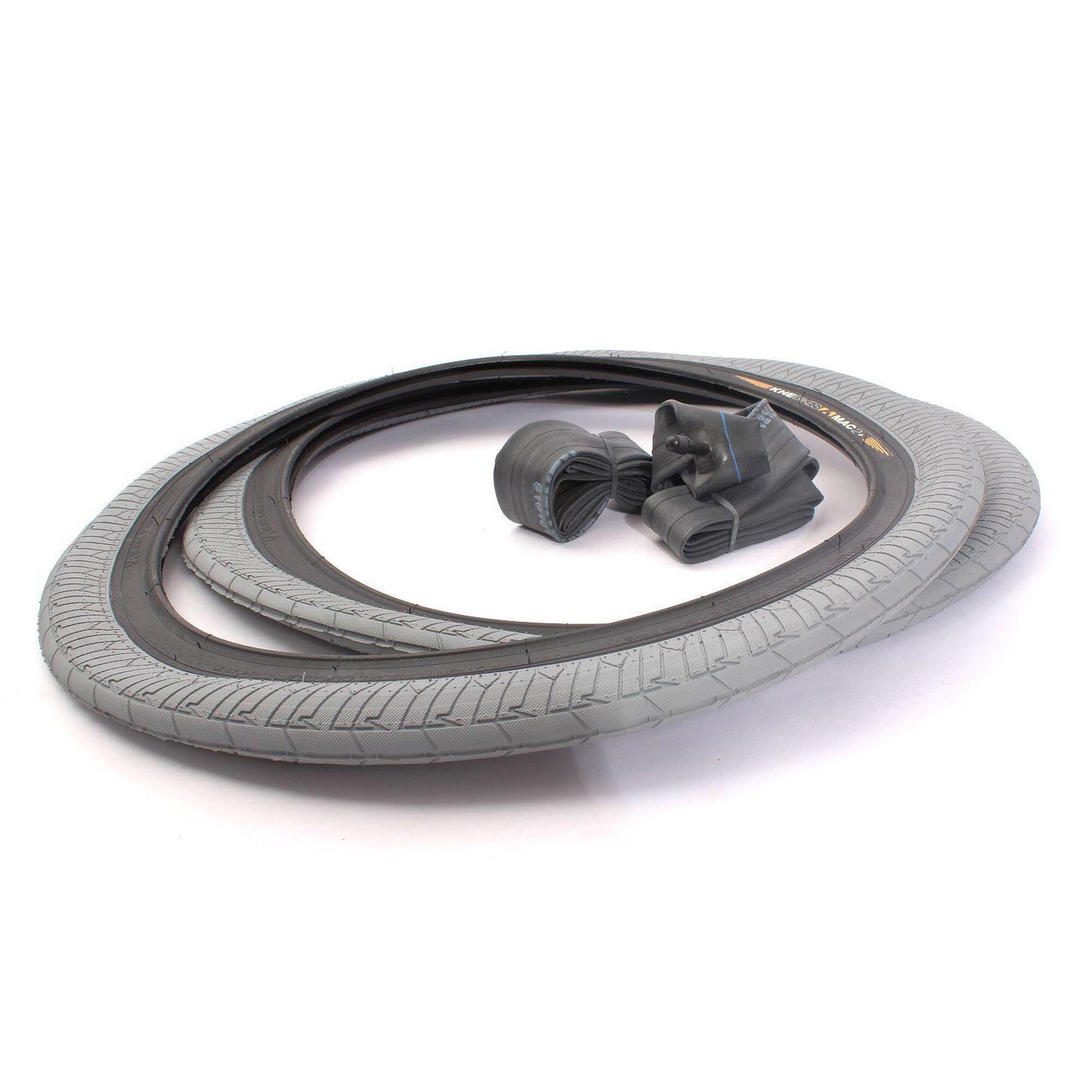 Opony BMX 2x MAC2+ drut szary + 2x KHE Twiggy dętki