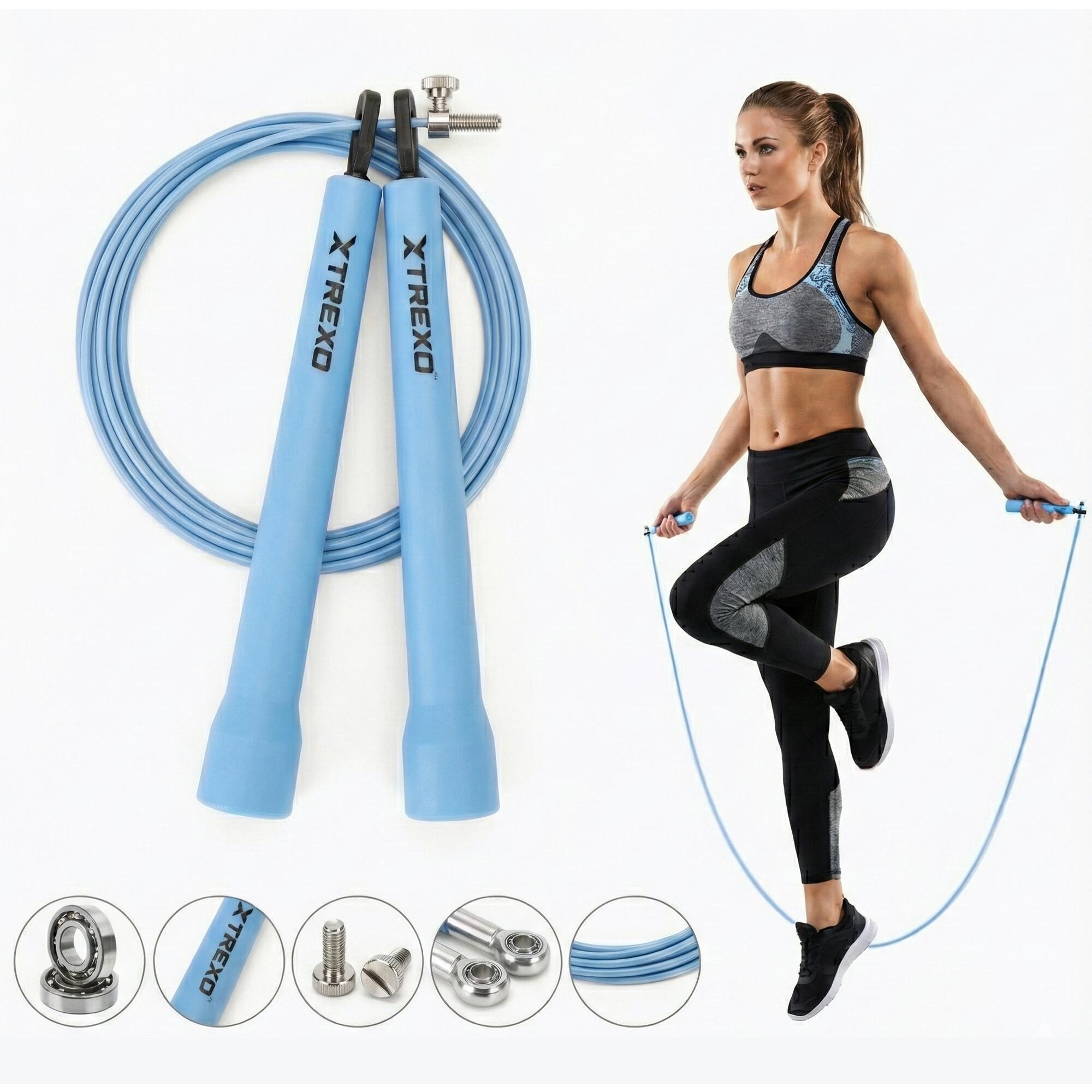 Skakanka XTREXO Basic+ niebieski