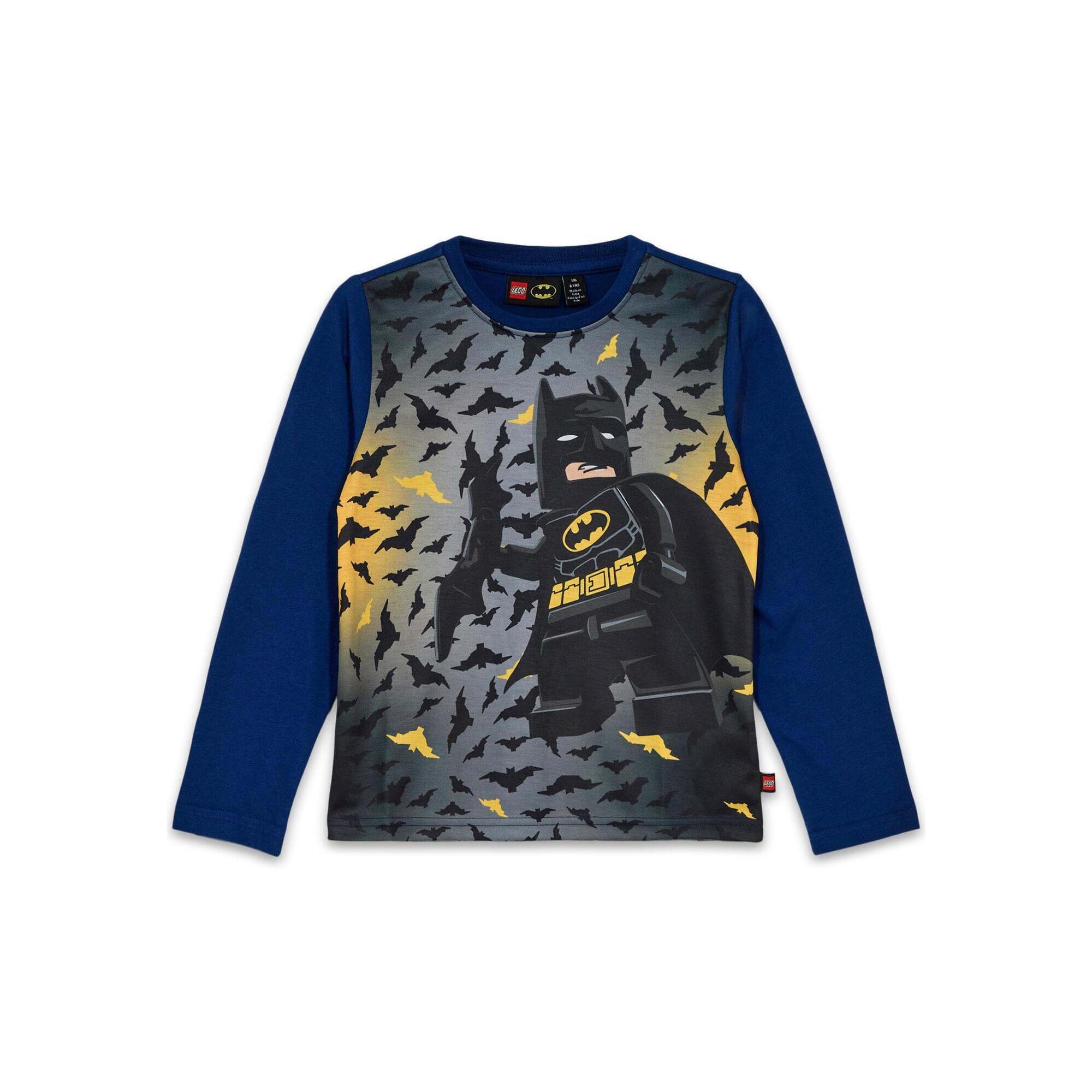 Koszulka dziecięca LEGO Batman z długim rękawem Tano 601, niebieska.