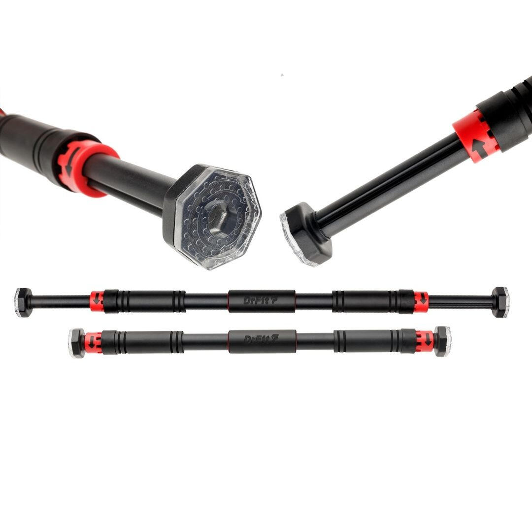 Drążek stalowy rozporowy treningowy uchwyt do podciągania ćwiczeń siłowych DrFit