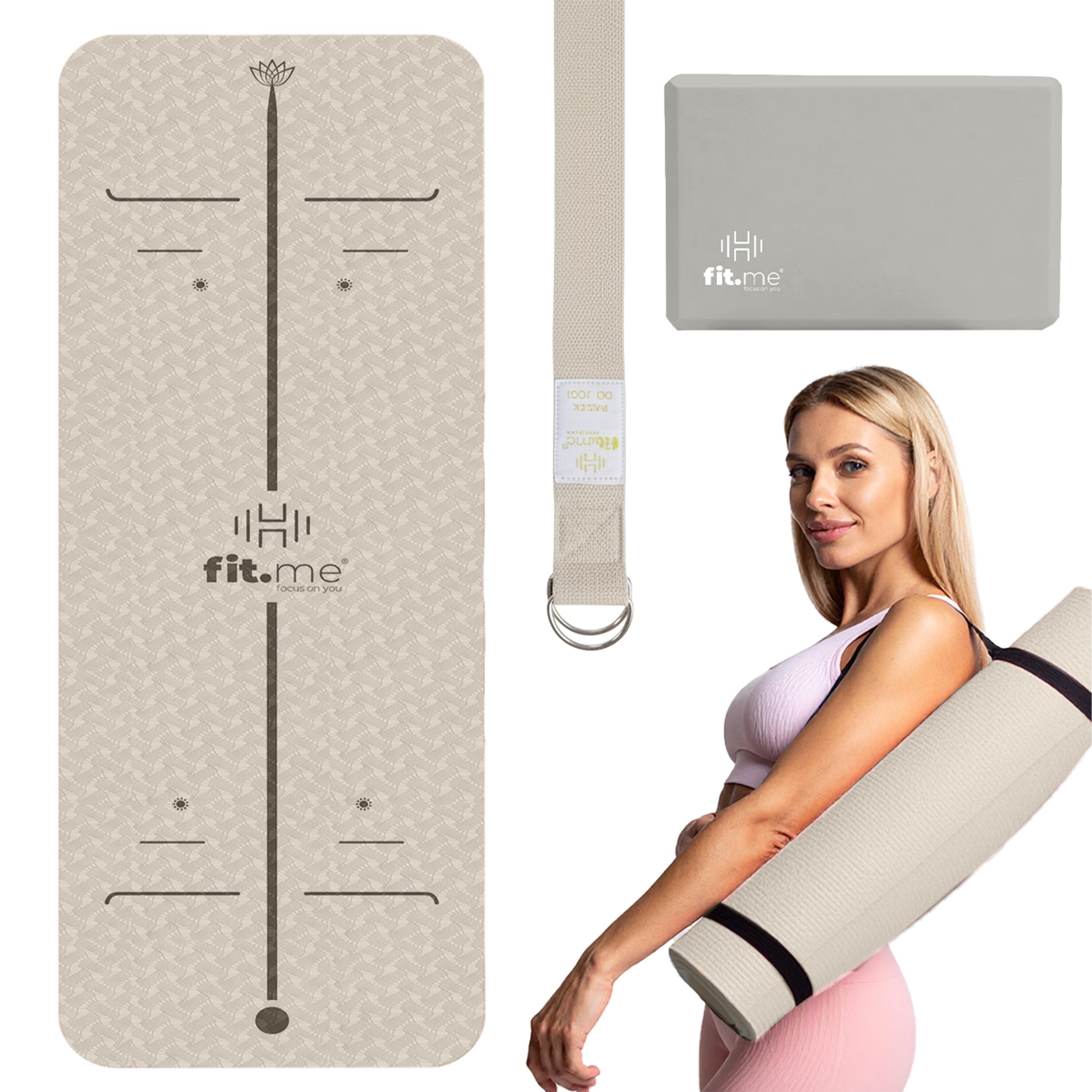 Zestaw Do Jogi Mata Antypoślizgowa Kostki 2 Szt. Pasek Do Jogi